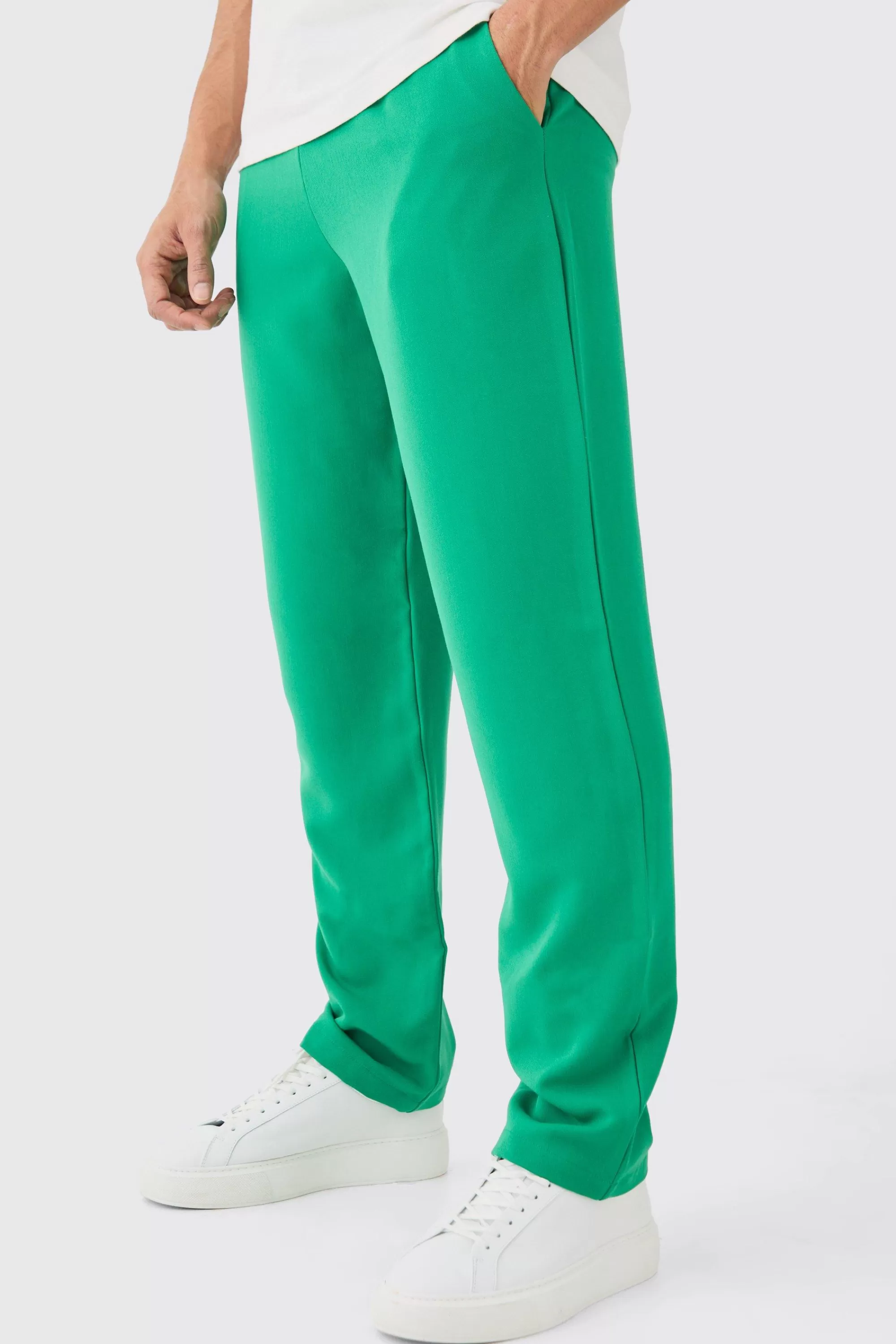 boohooMAN Drawcord Waist Straight Trousers | UK
