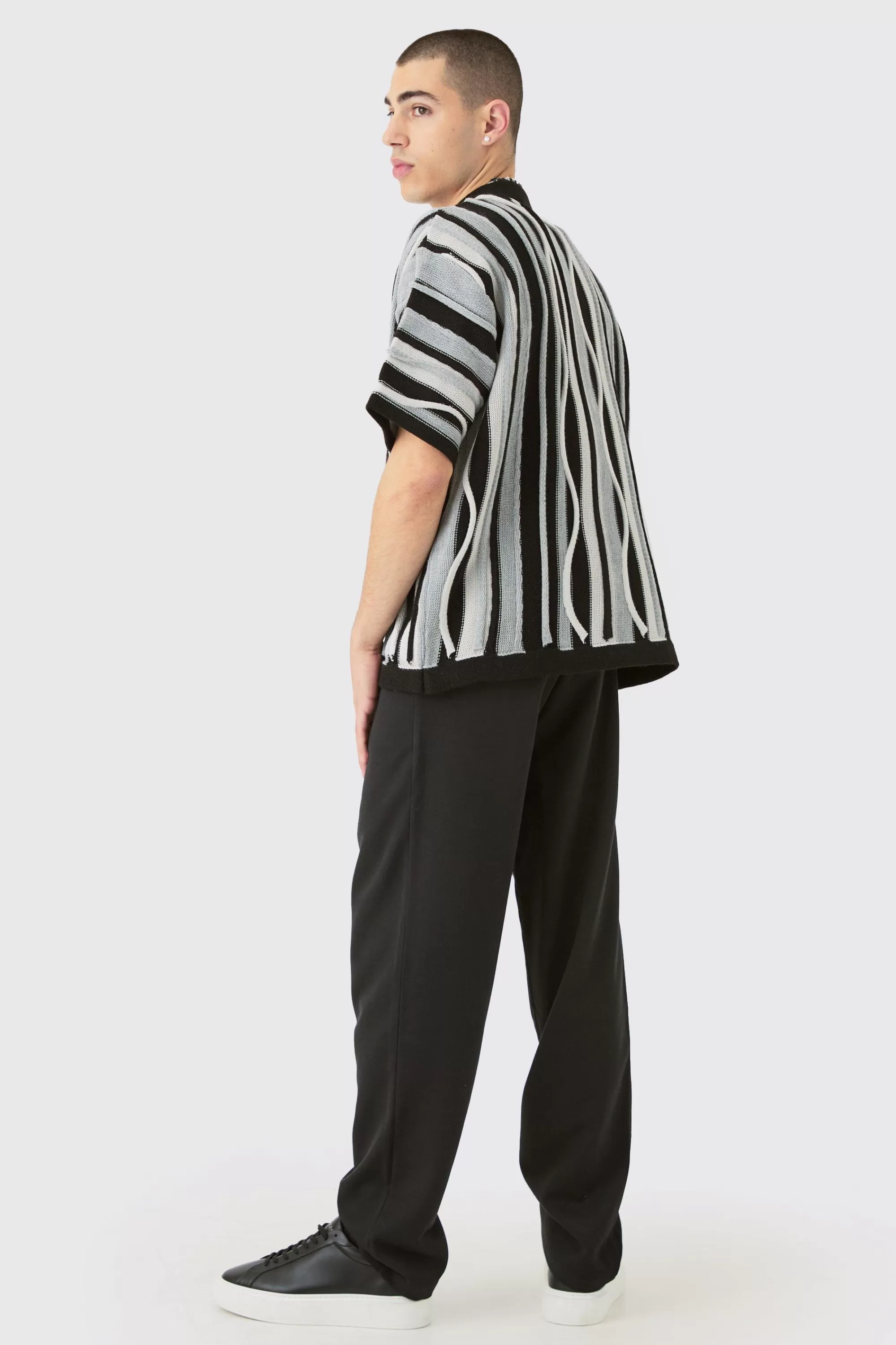 boohooMAN Drawcord Waist Straight Trousers | UK