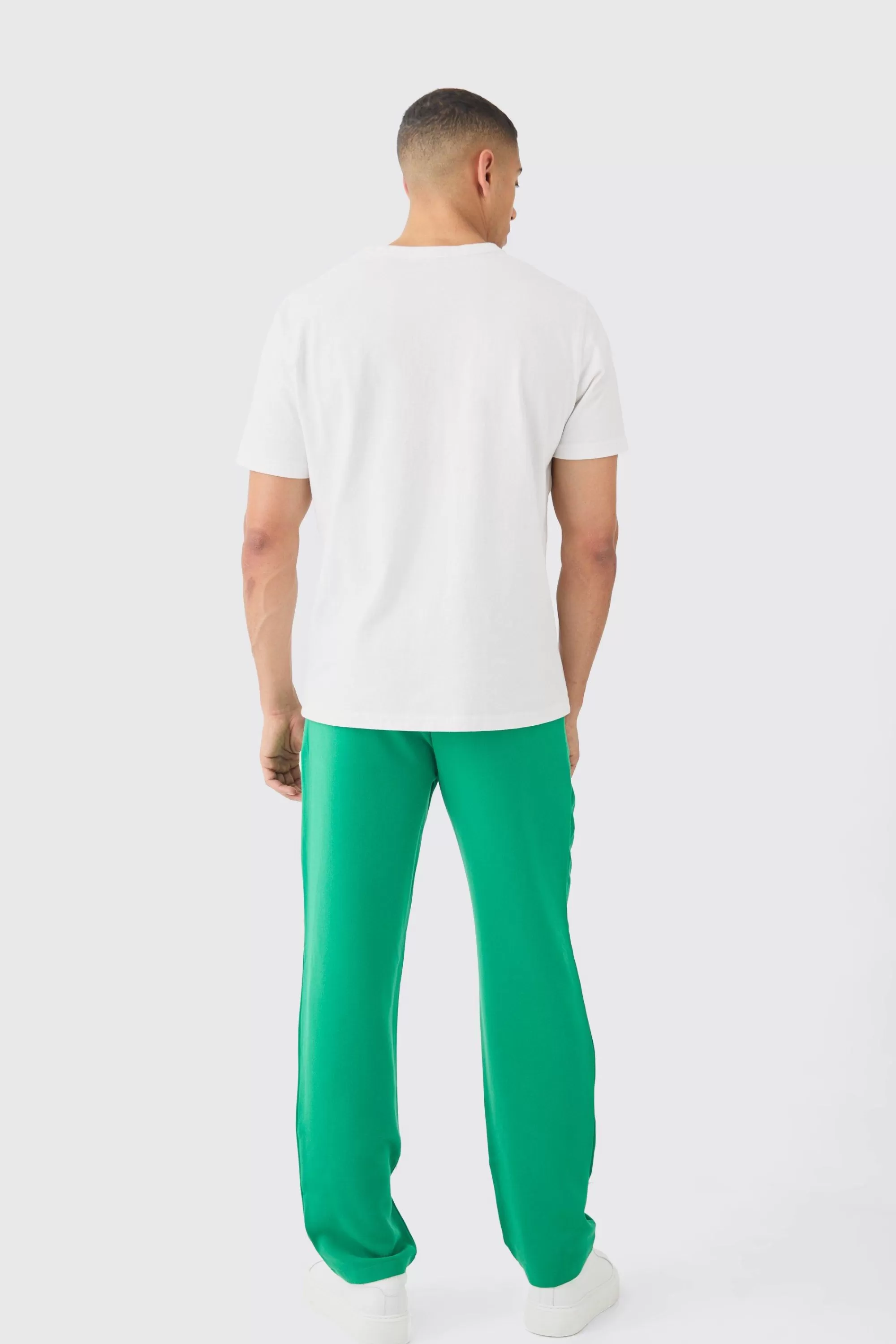 boohooMAN Drawcord Waist Straight Trousers | UK