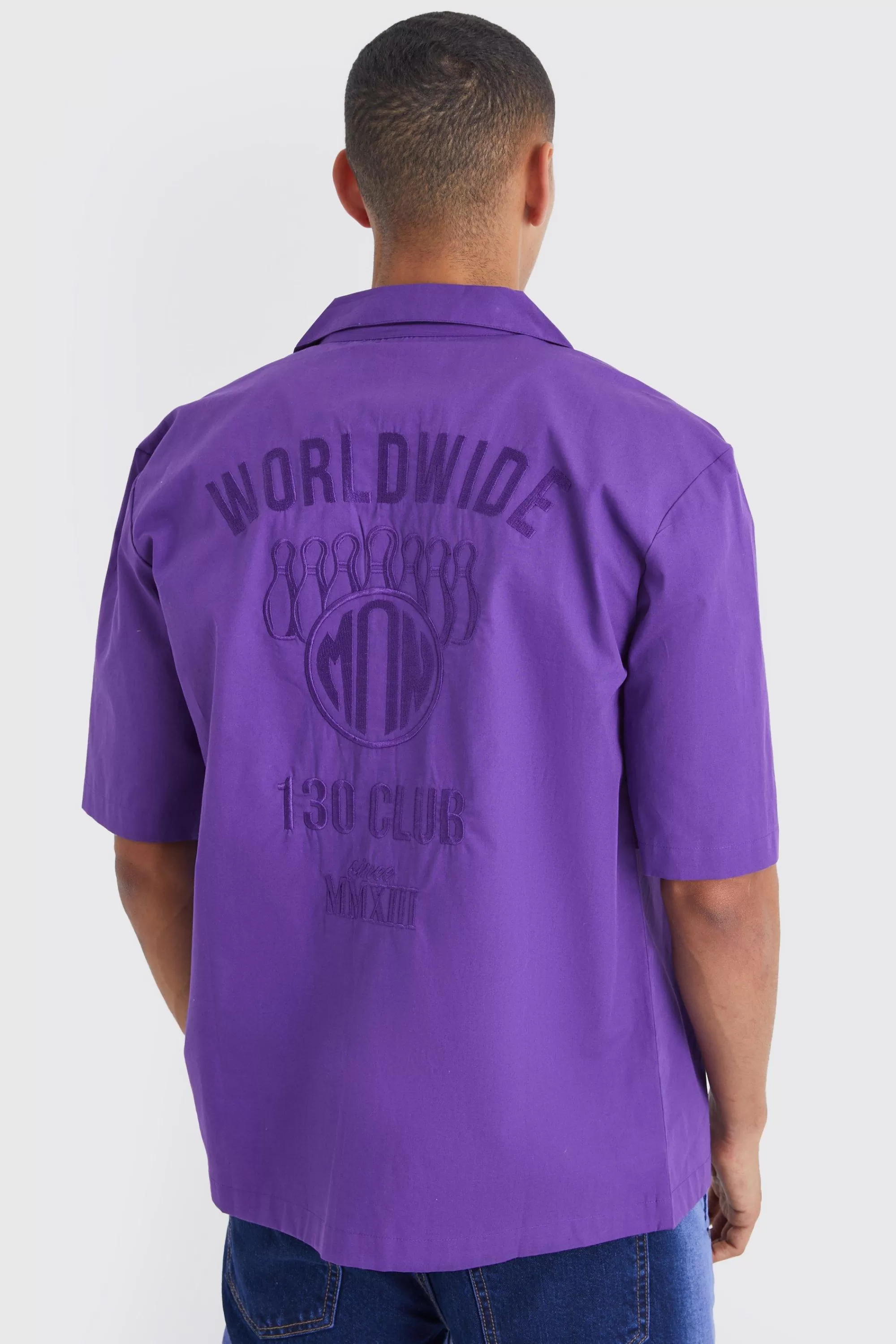 boohooMAN Dropped Revere Poplin Worldwide Club Shirt | UK