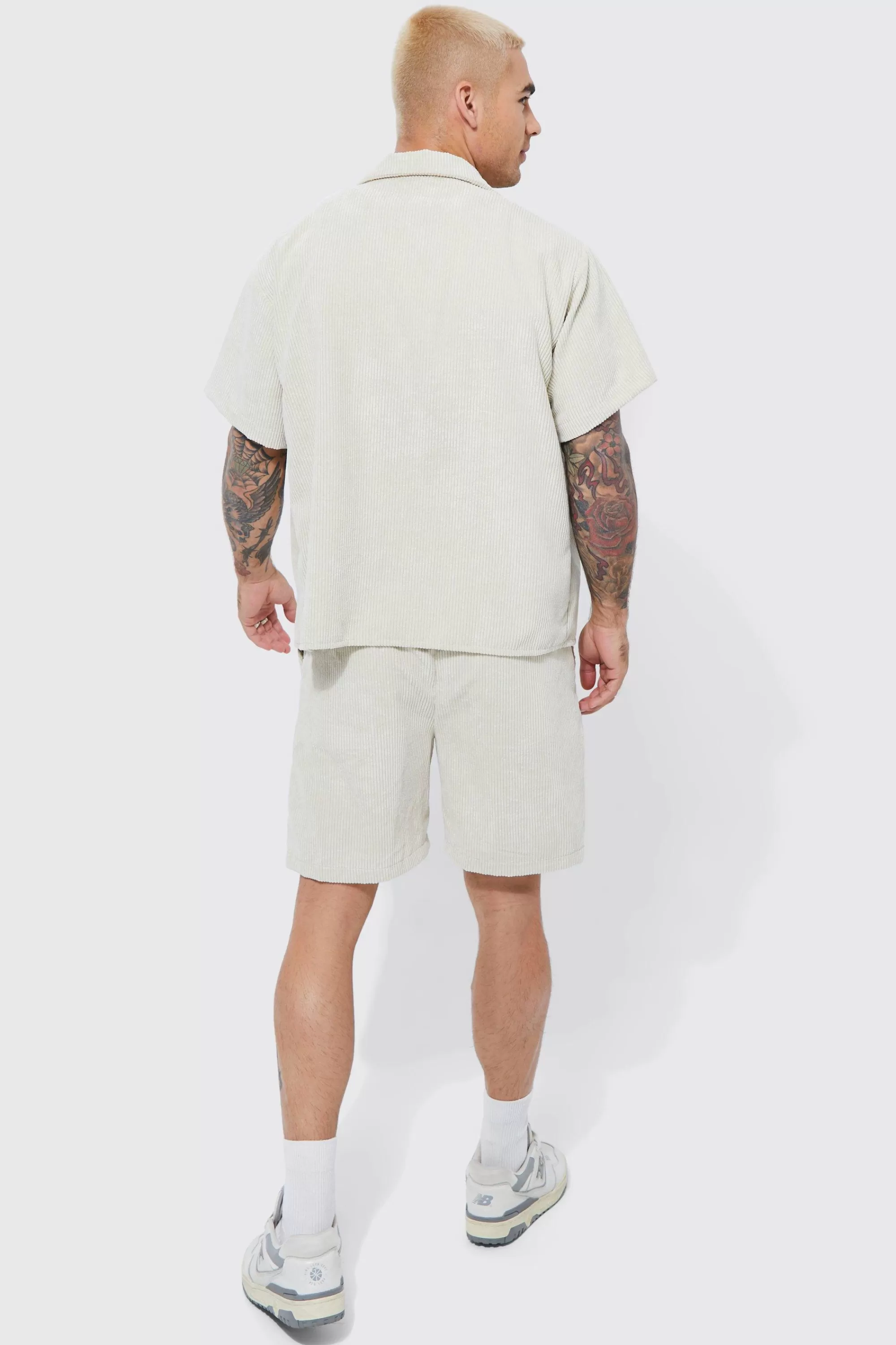 boohooMAN Cord Shirt And Shorts Set | UK