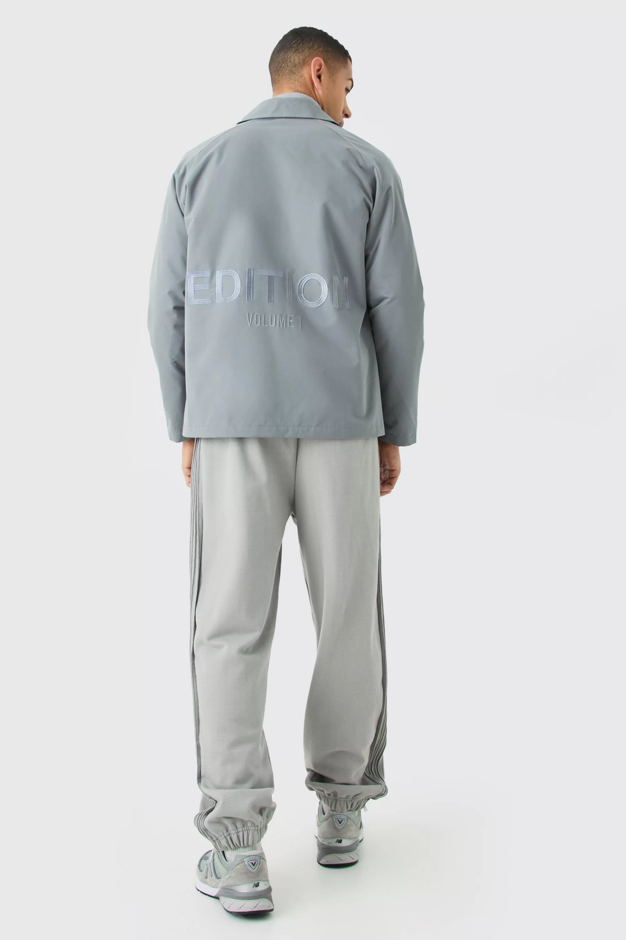 boohooMAN EDITION Heavyweight Twill Embroidered Coach Jacket | UK