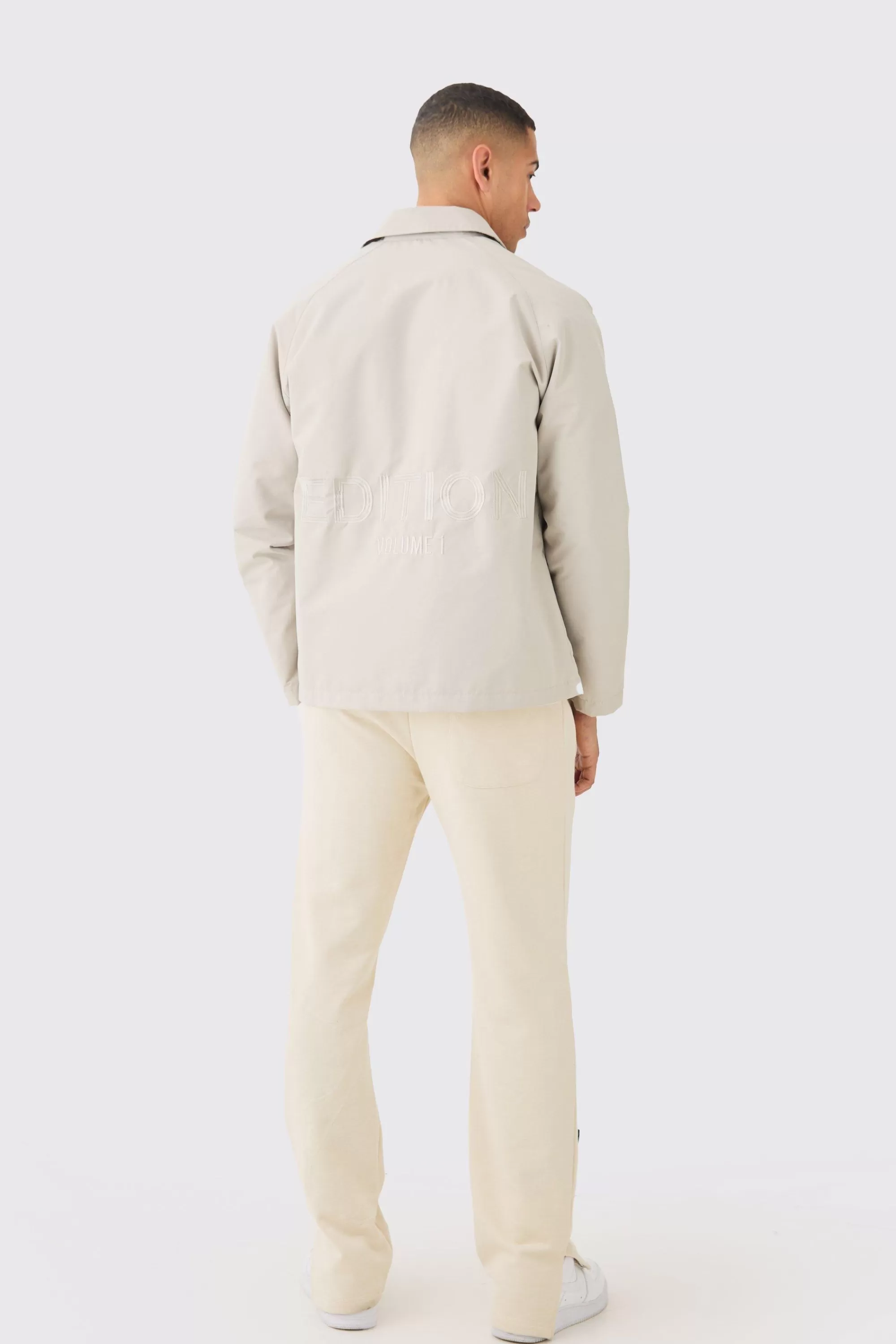 boohooMAN EDITION Heavyweight Twill Embroidered Coach Jacket | UK