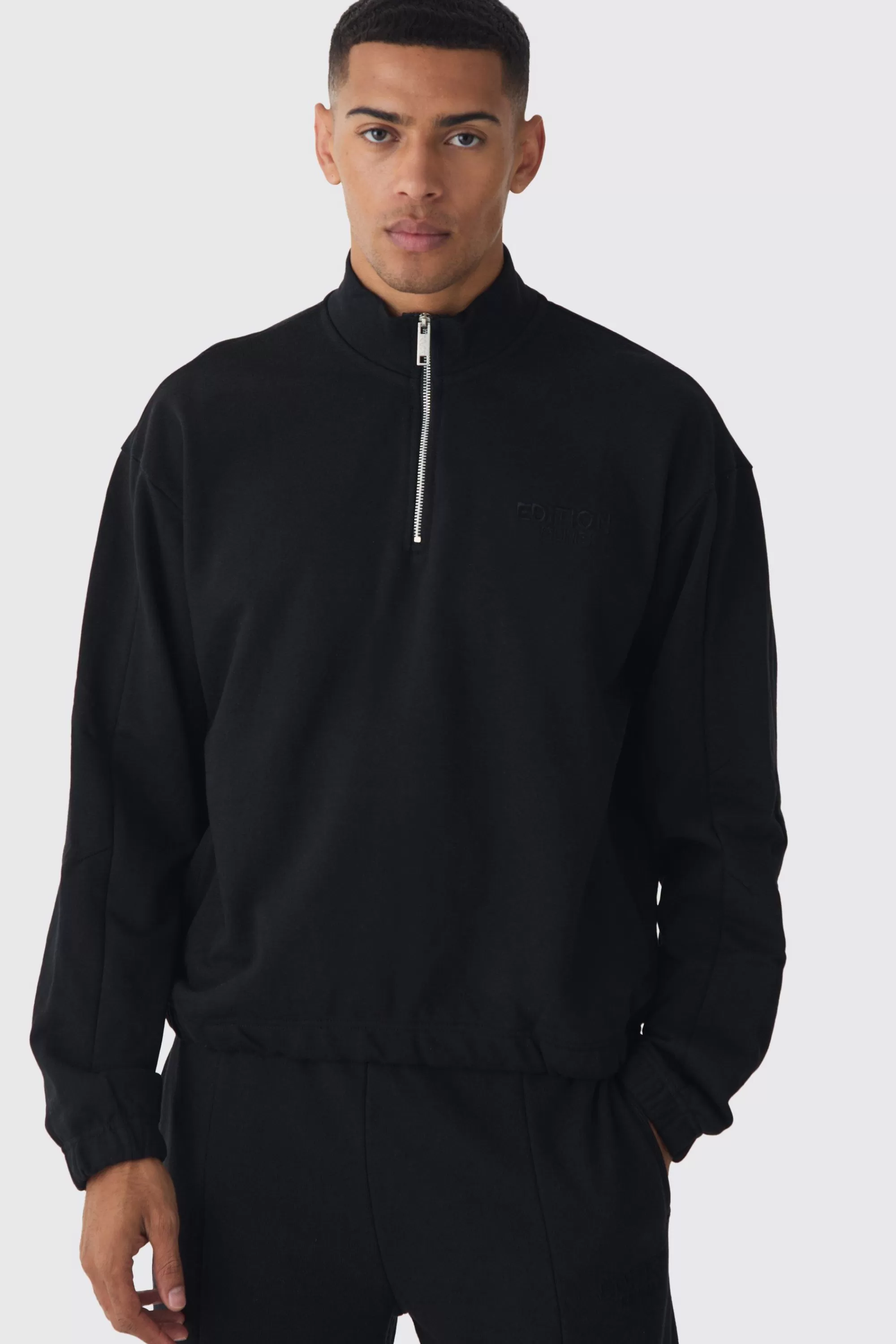 boohooMAN EDITION Oversized Boxy Heavyweight Funnel Neck Sweatshirt | UK