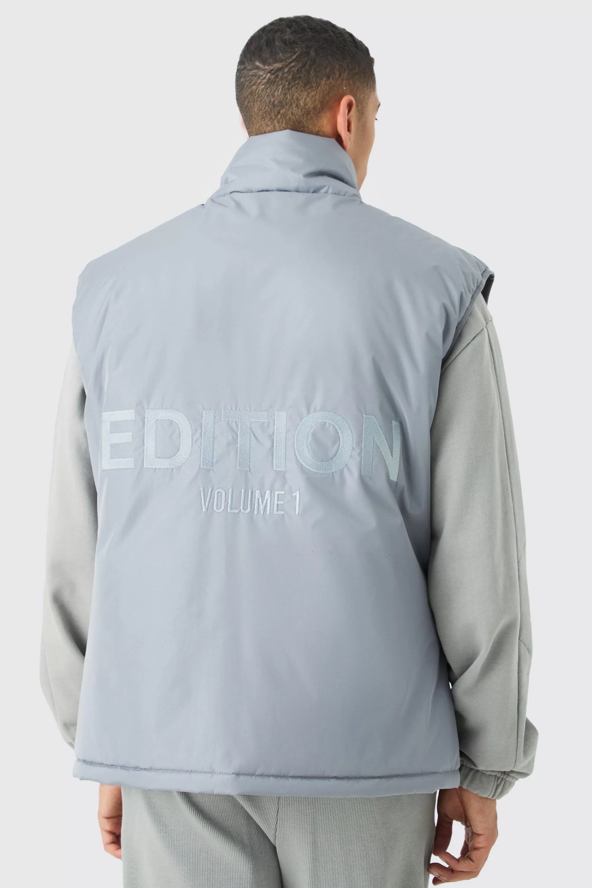 boohooMAN EDITION Oversized Funnel Neck Padded Gilet | UK