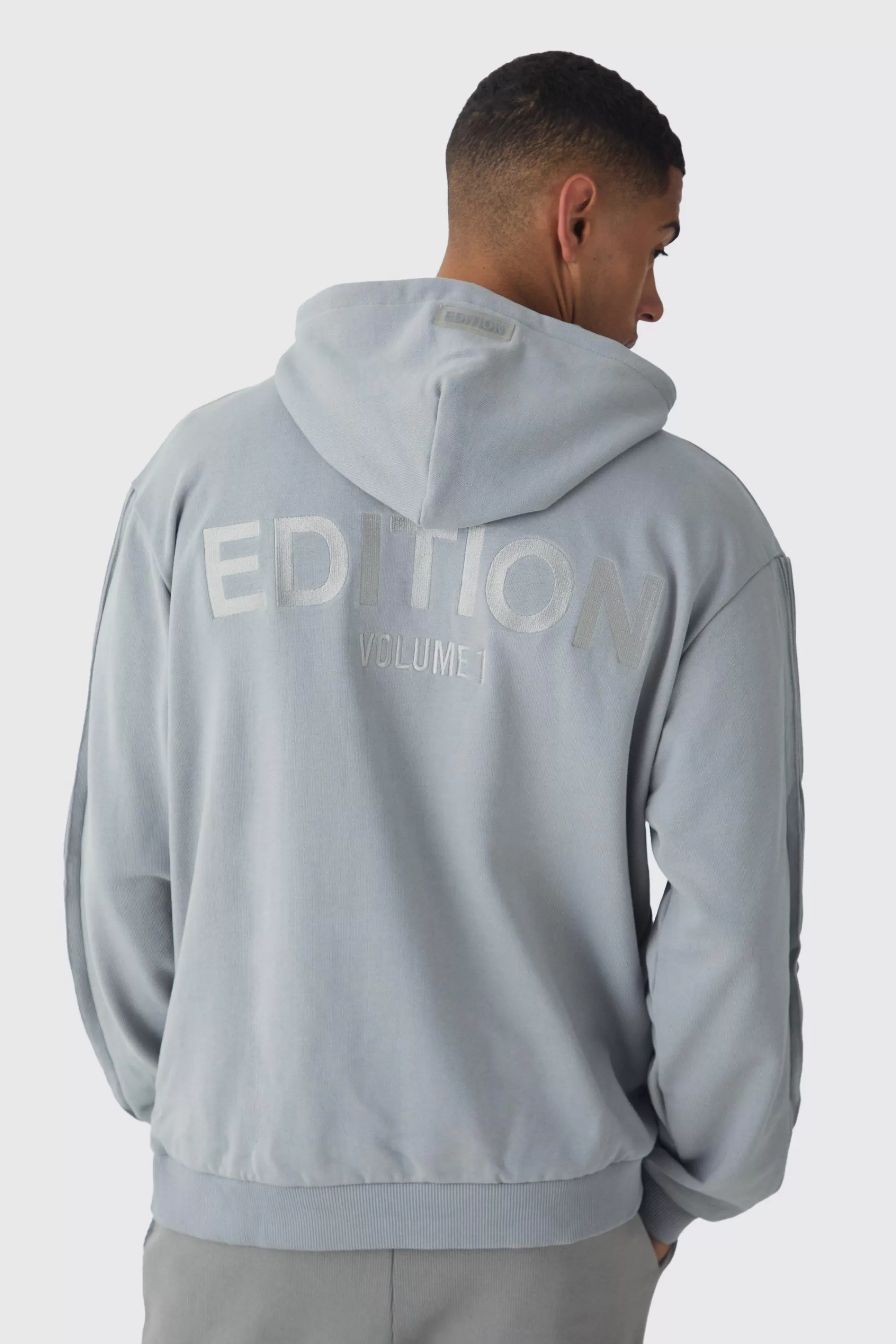 boohooMAN EDITION Oversized Heavyweight 1/4 Zip Pintuck Hoodie | UK