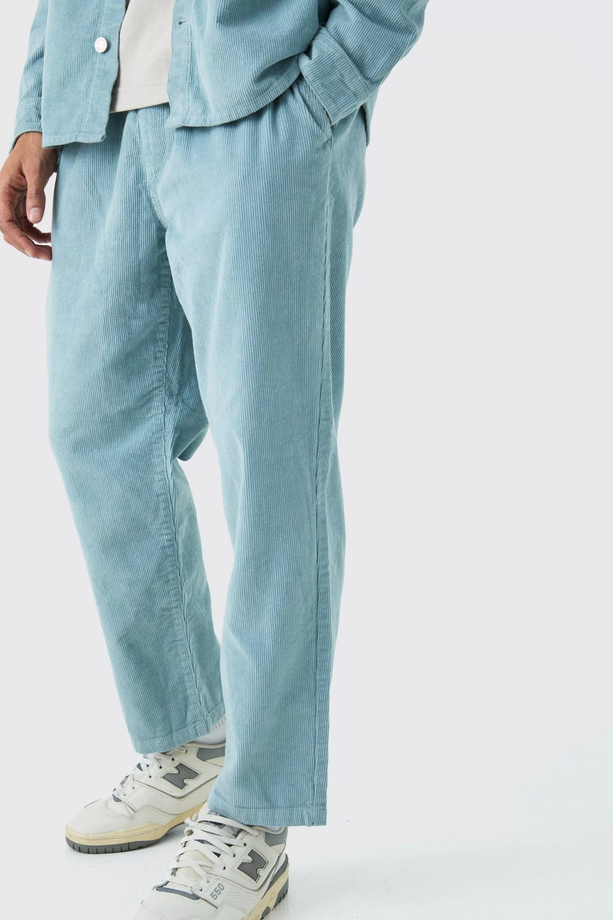 boohooMAN Elastic Waist Skate Cord Trouser In | UK