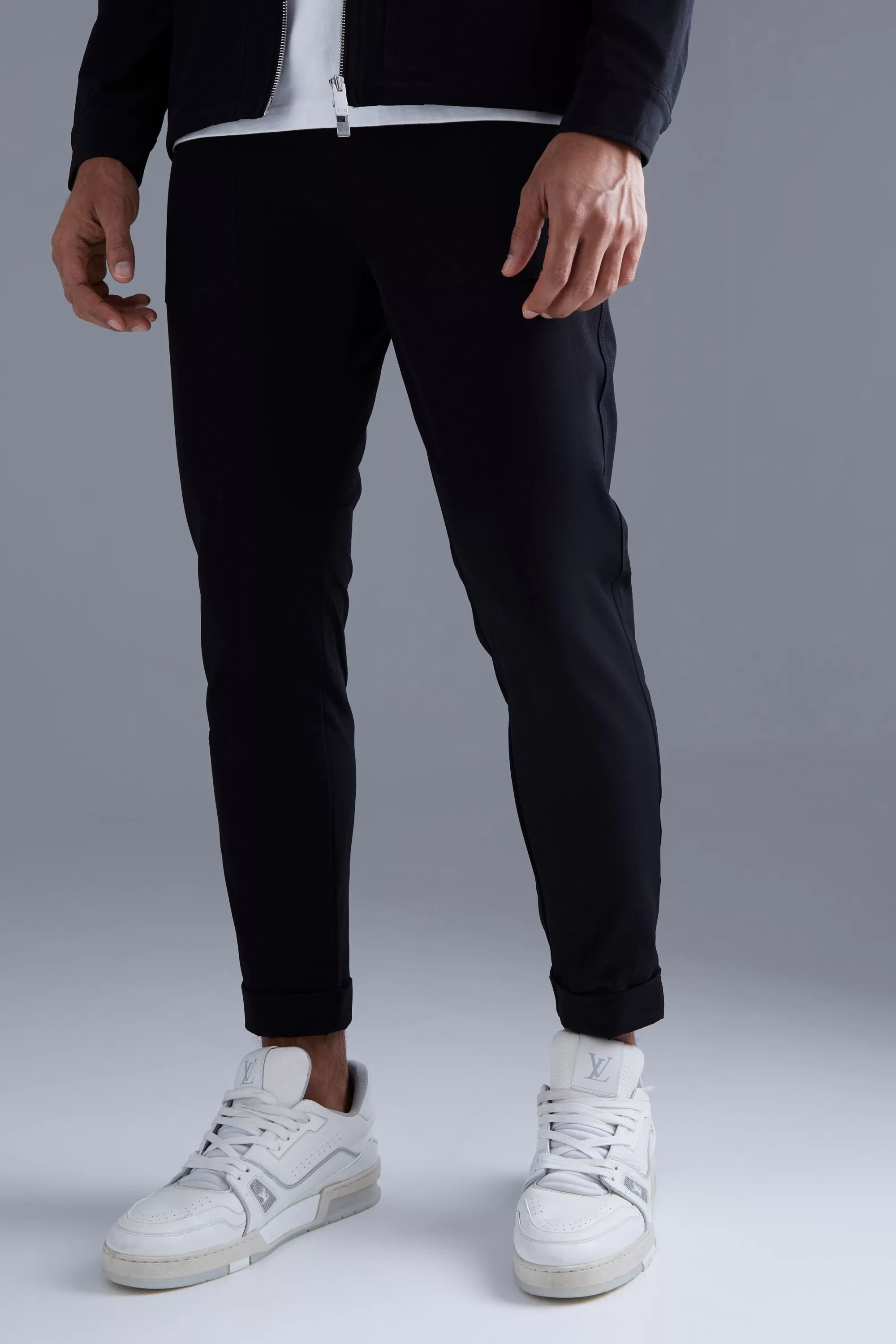 boohooMAN Elastic Waist Stretch Slim Trouser | UK