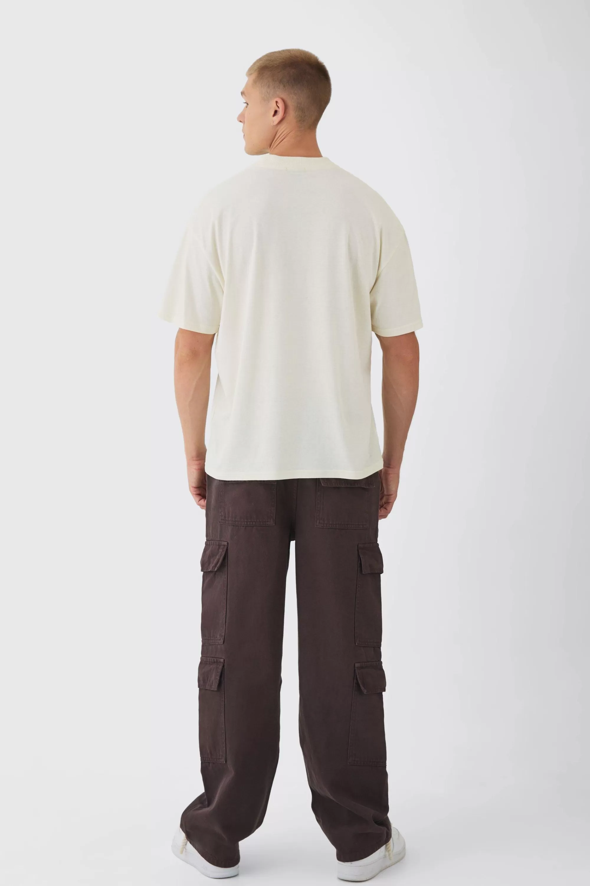 boohooMAN Elasticated Baggy Fit Multi Cargo Trousers | UK