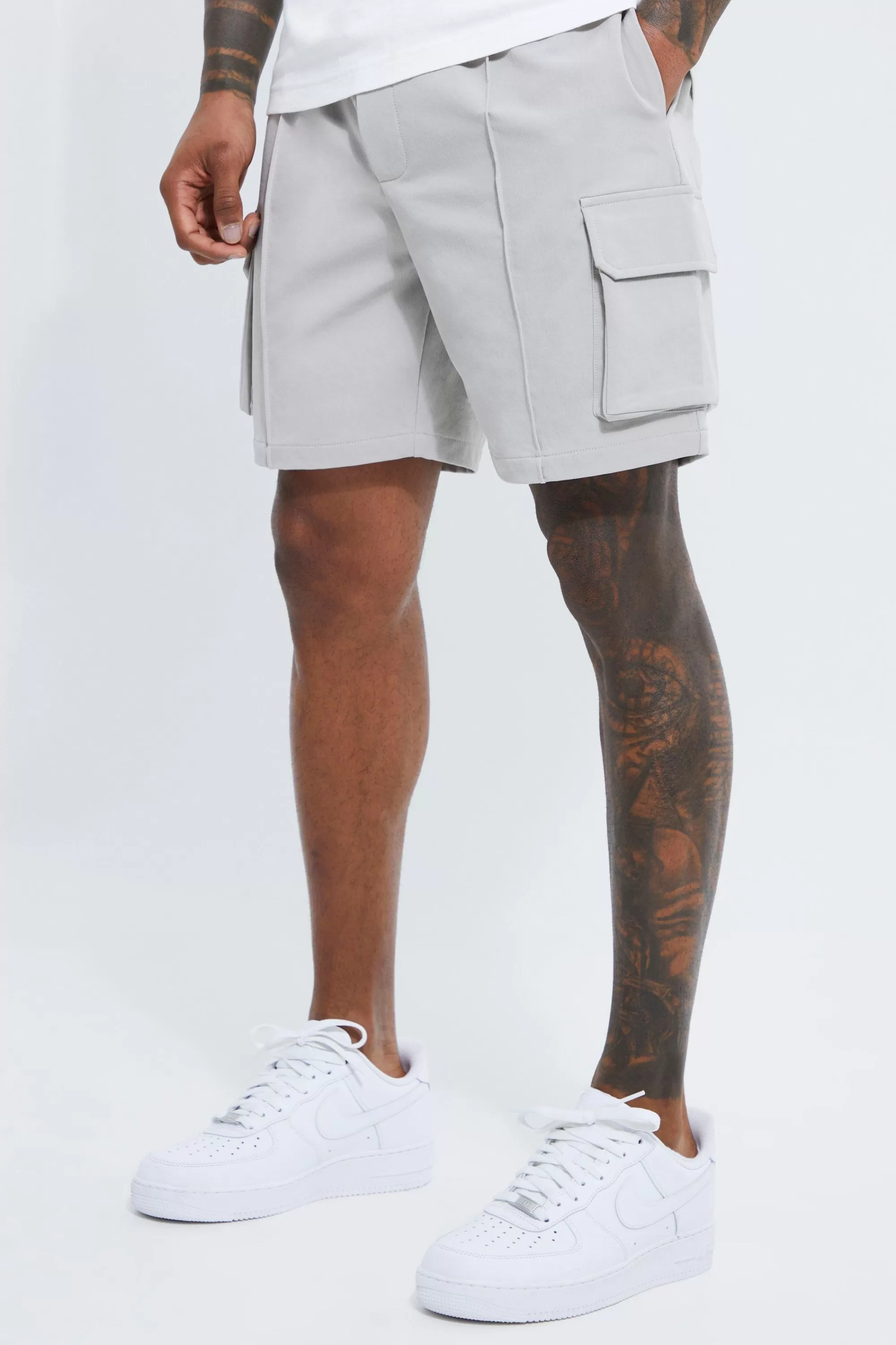 boohooMAN Elasticated Slim Cargo Short With Pintuck | UK