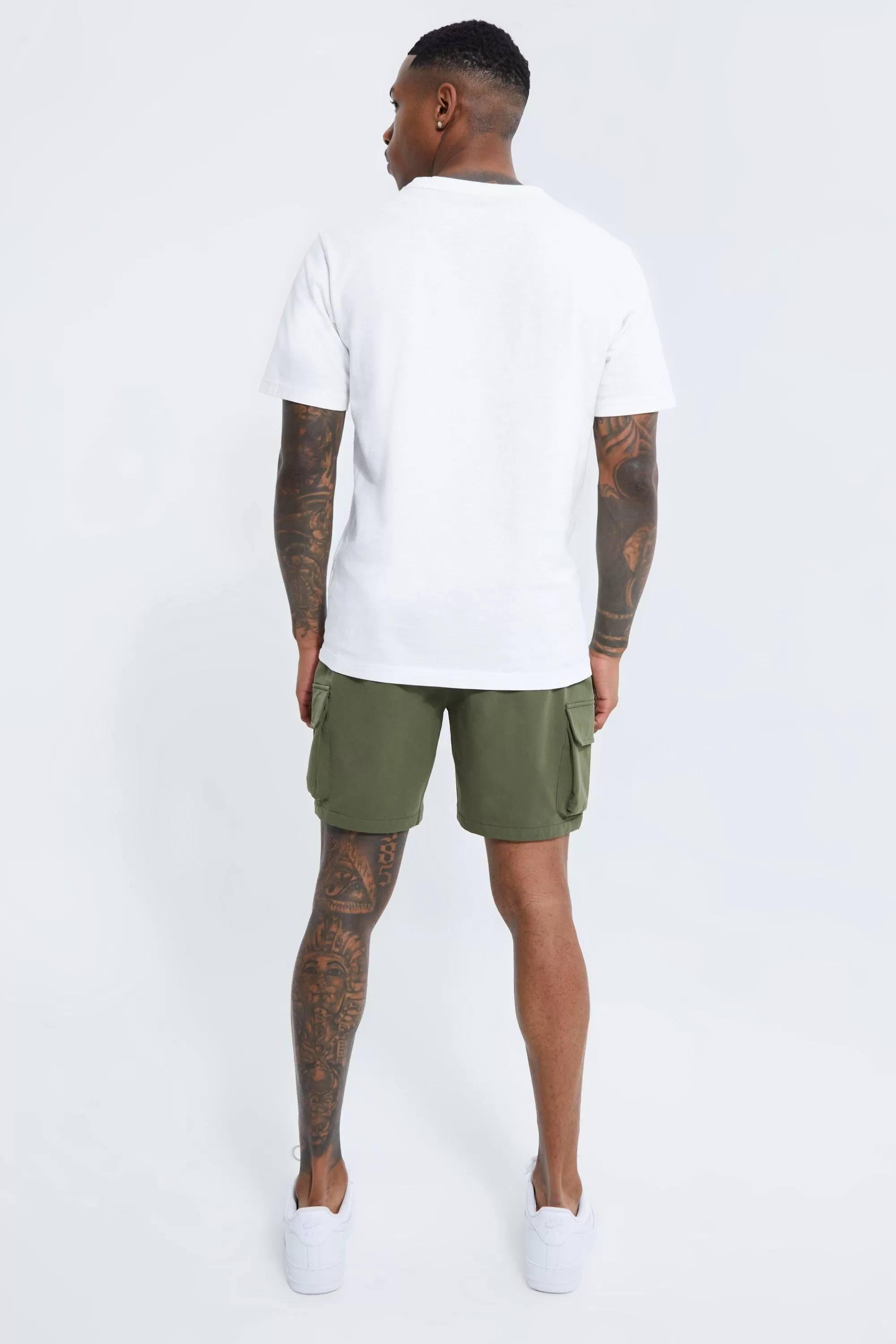 boohooMAN Elasticated Slim Cargo Short With Pintuck | UK