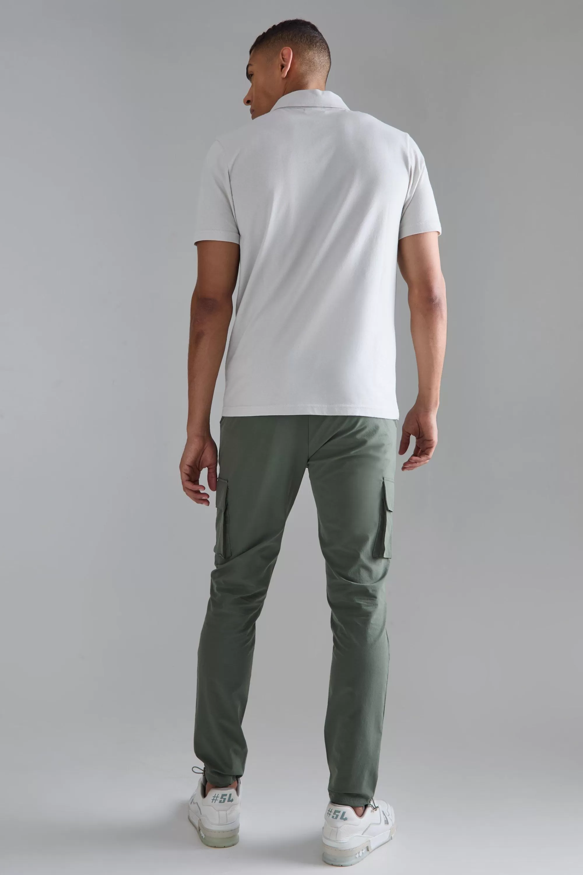 boohooMAN Elasticated Technical Stretch Skinny Cargo Trouser | UK