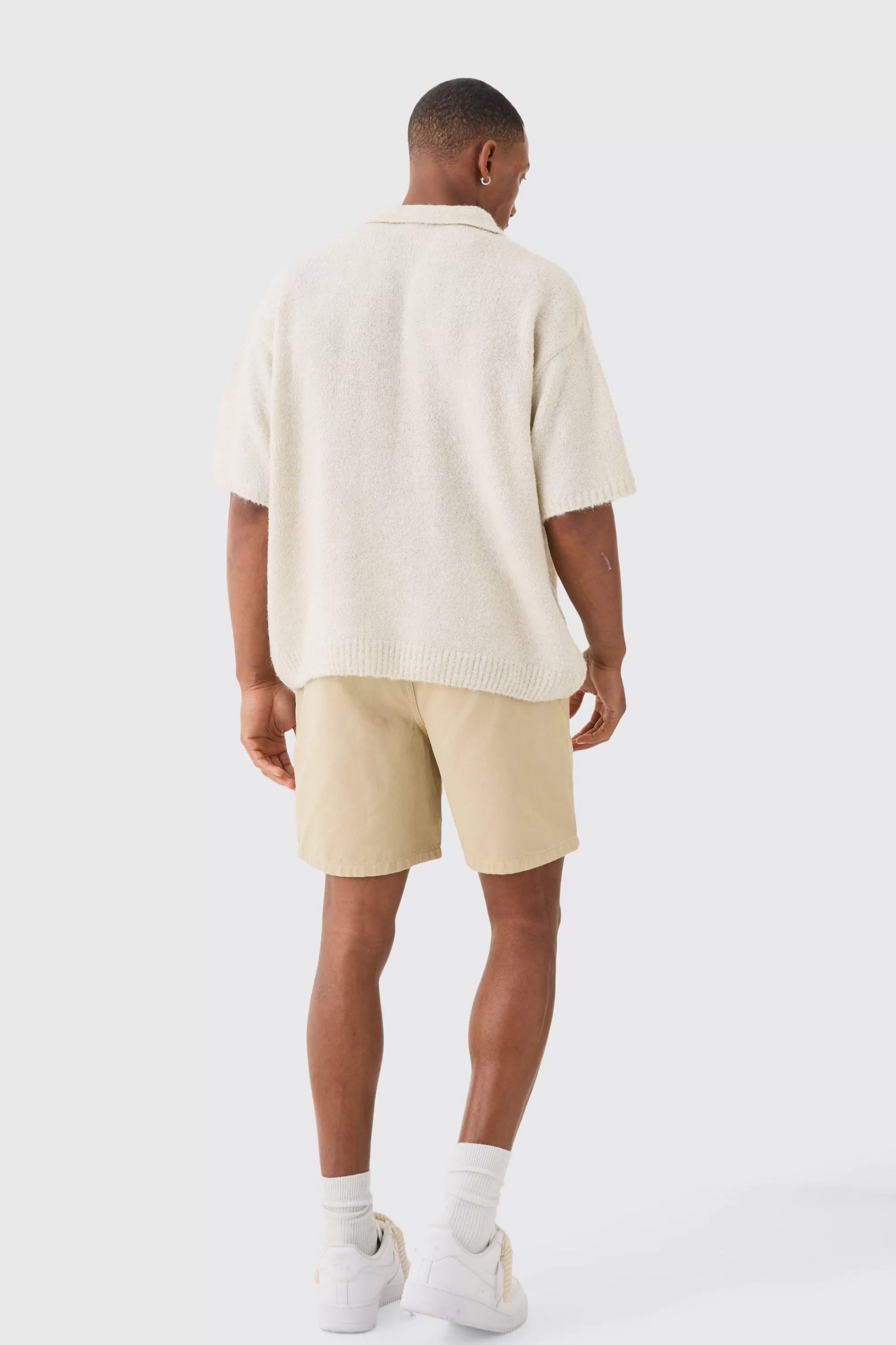 boohooMAN Elasticated Waist Applique Short Length Relaxed Shorts | UK