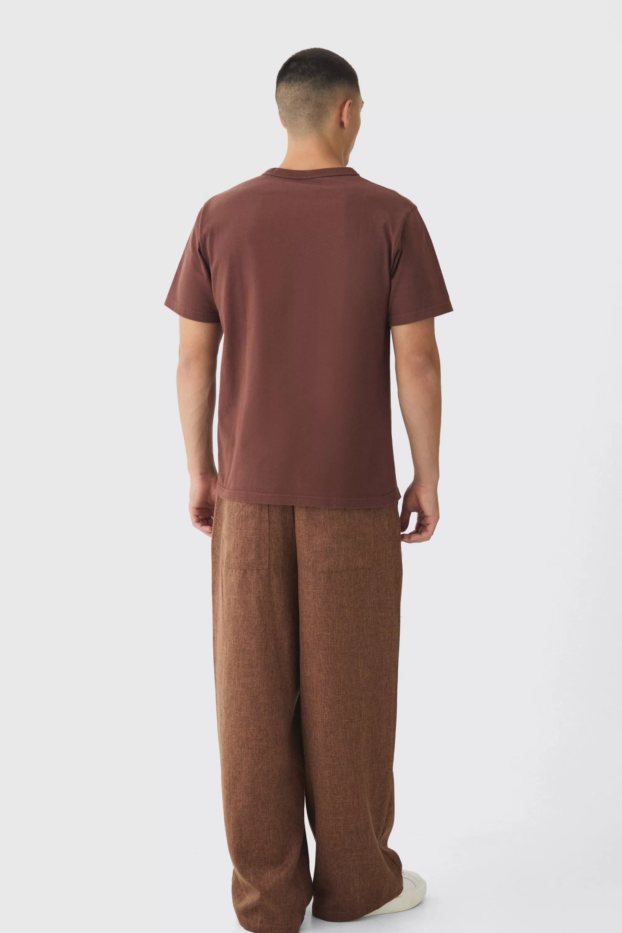 boohooMAN Elasticated Waist Baggy Textured Rope Drawcord Trousers | UK