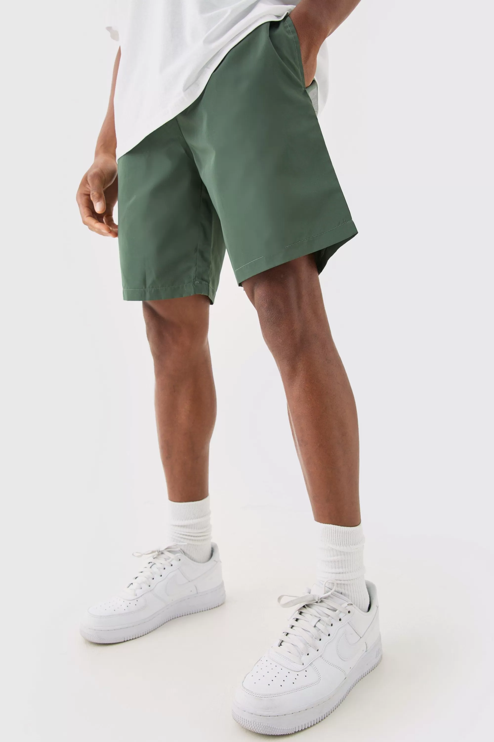 boohooMAN Elasticated Waist Comfort Nylon Shorts | UK