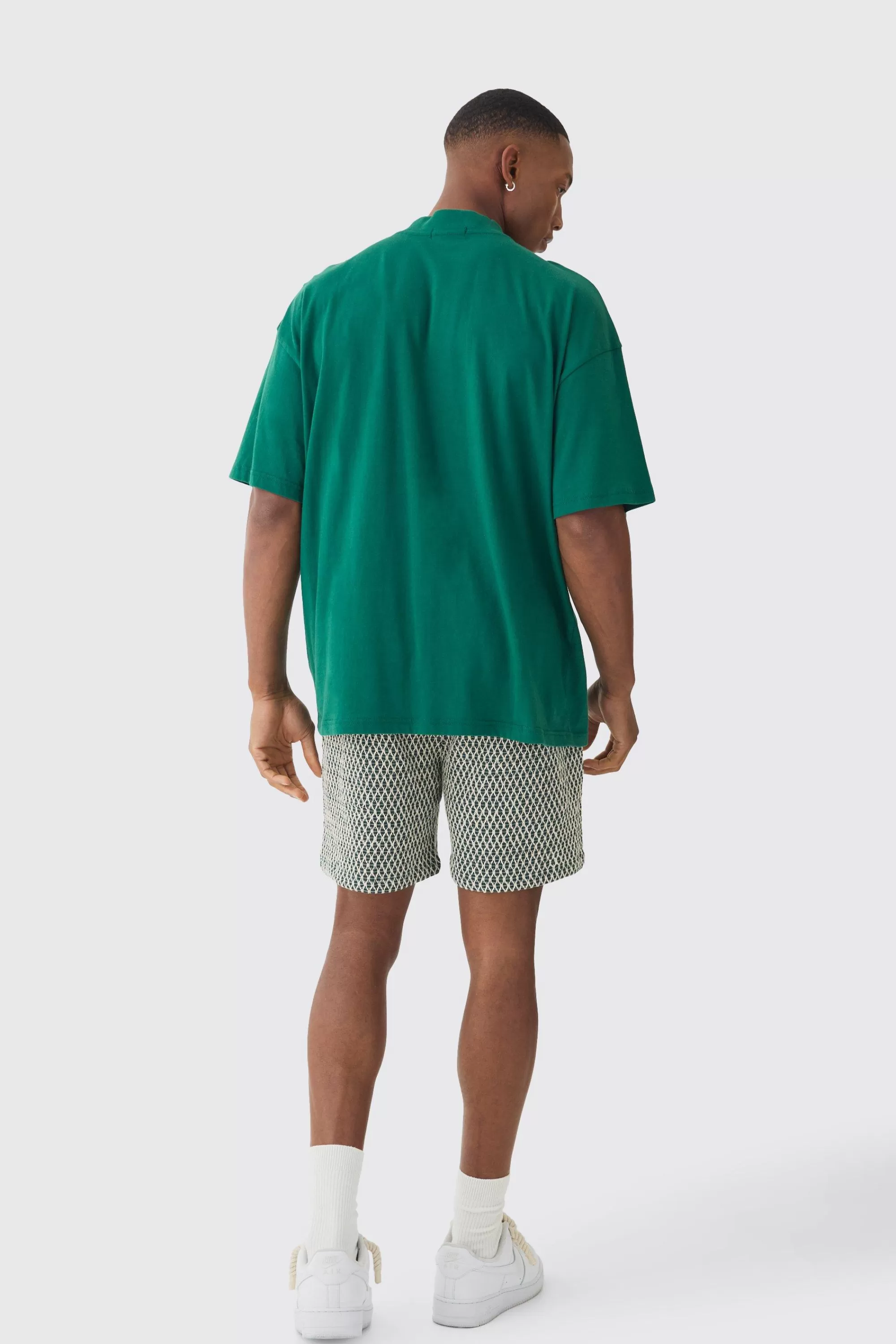 boohooMAN Elasticated Waist Crochet Bermuda Shorts | UK