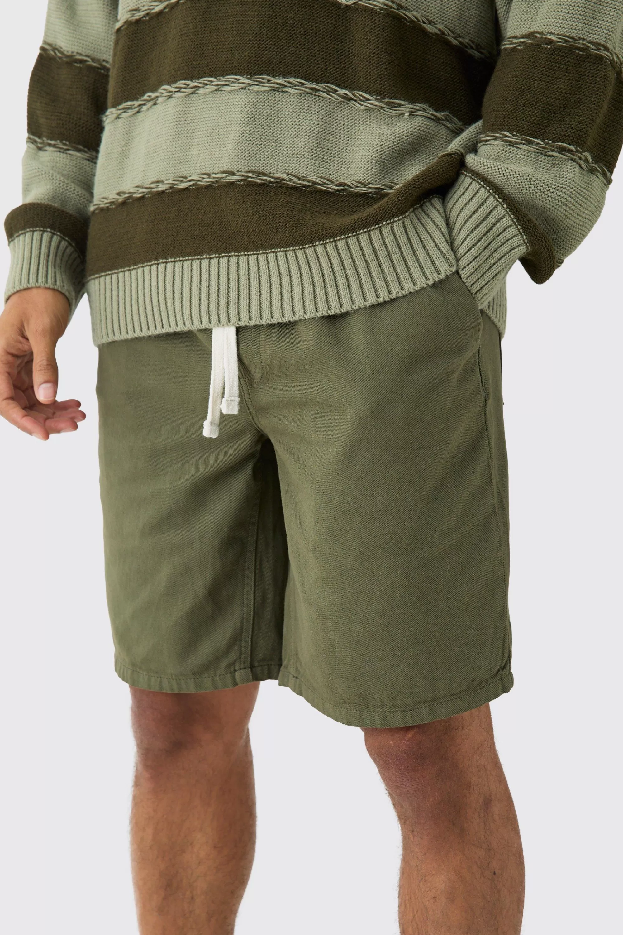 boohooMAN Elasticated Waist Drawcord Detail Relaxed Fit Shorts In | UK