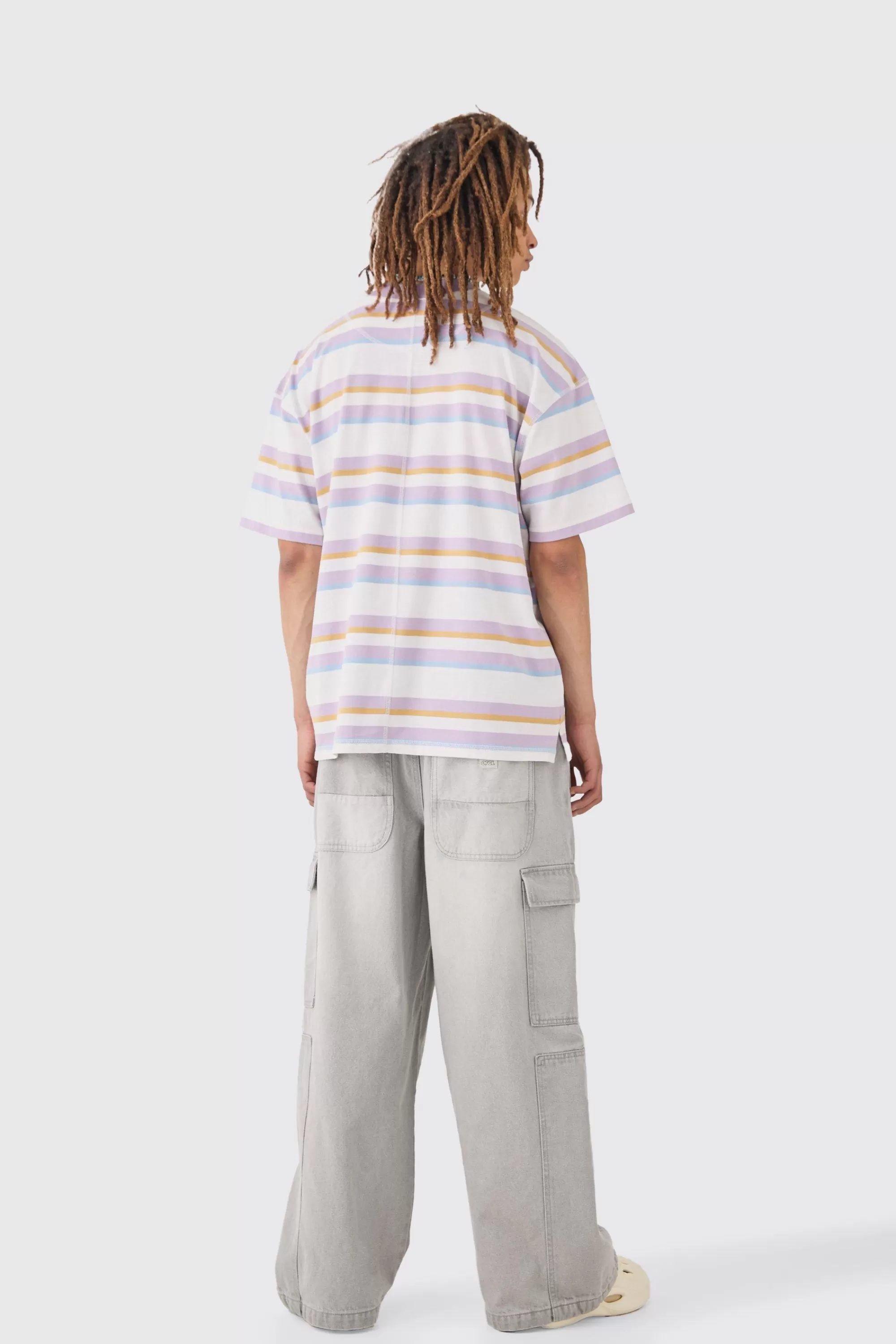 boohooMAN Elasticated Waist Extreme Wide Fit Cargo Jeans In | UK