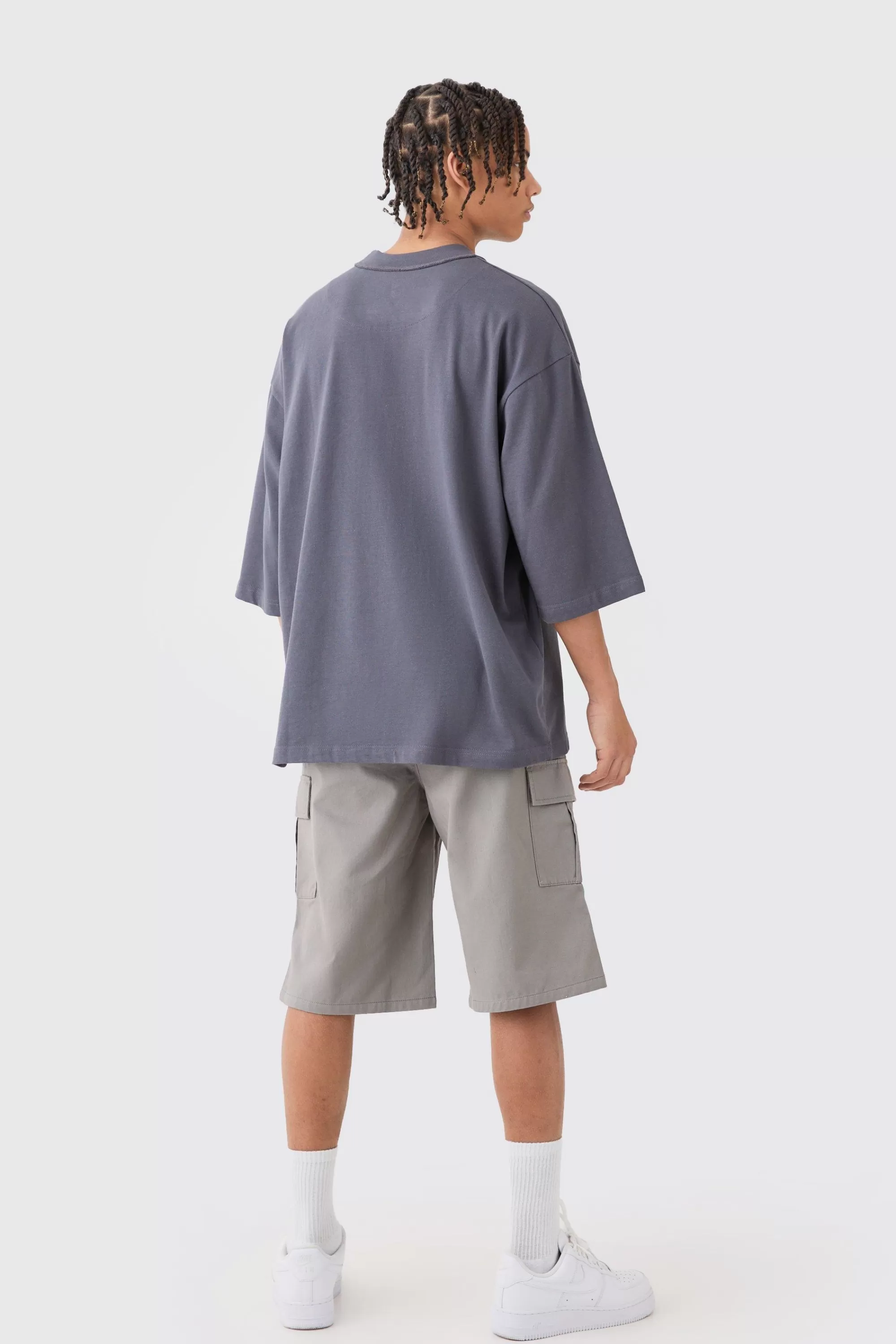 boohooMAN Elasticated Waist Relaxed Fit Longer Length Cargo Shorts | UK