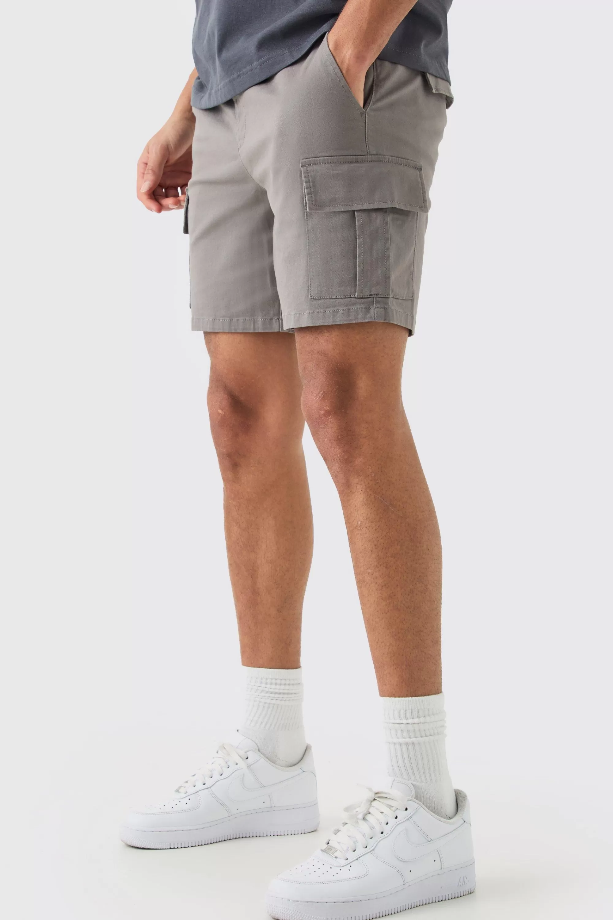 boohooMAN Elasticated Waist Slim Fit Cargo Shorts | UK