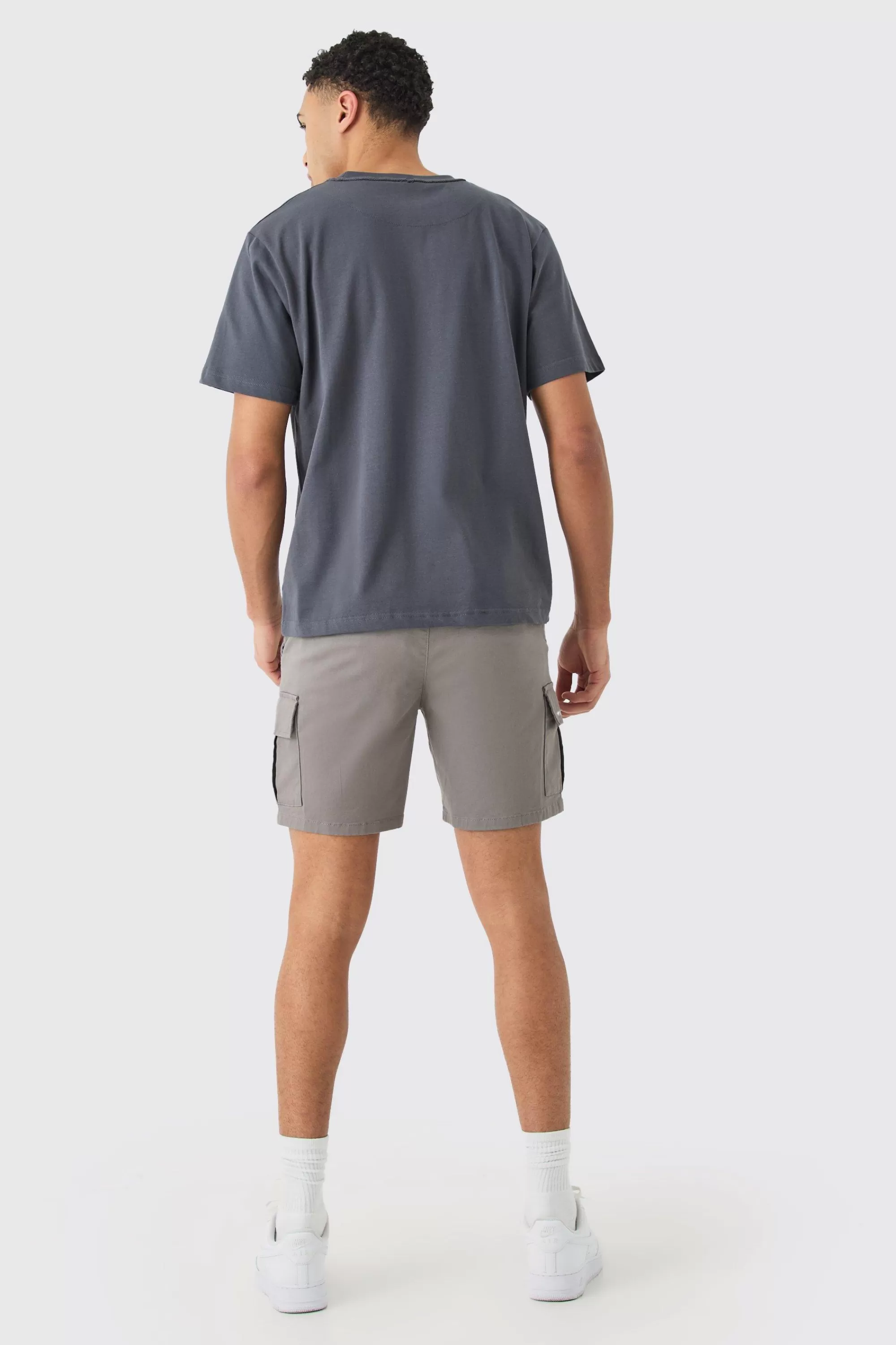 boohooMAN Elasticated Waist Slim Fit Cargo Shorts | UK