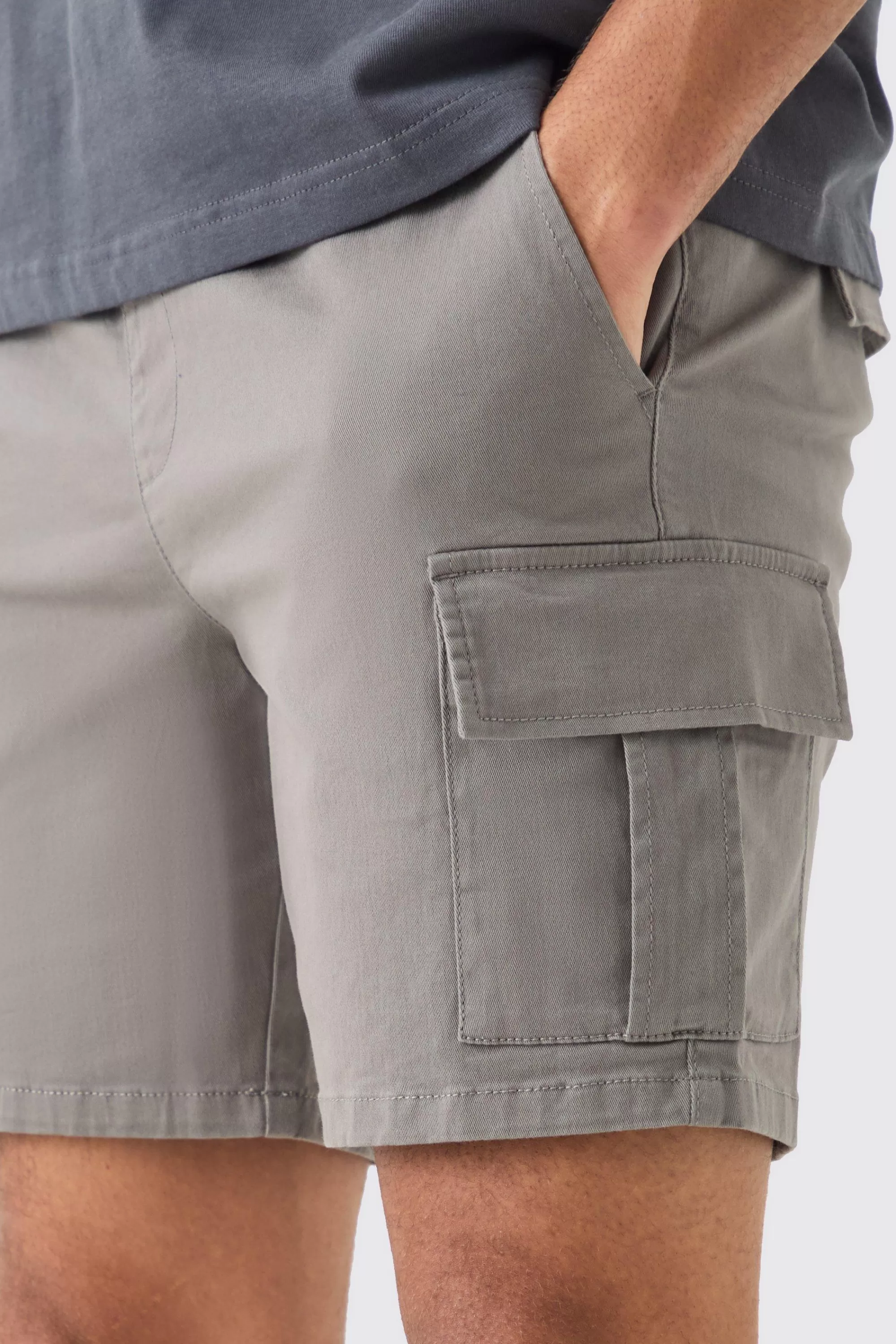 boohooMAN Elasticated Waist Slim Fit Cargo Shorts | UK