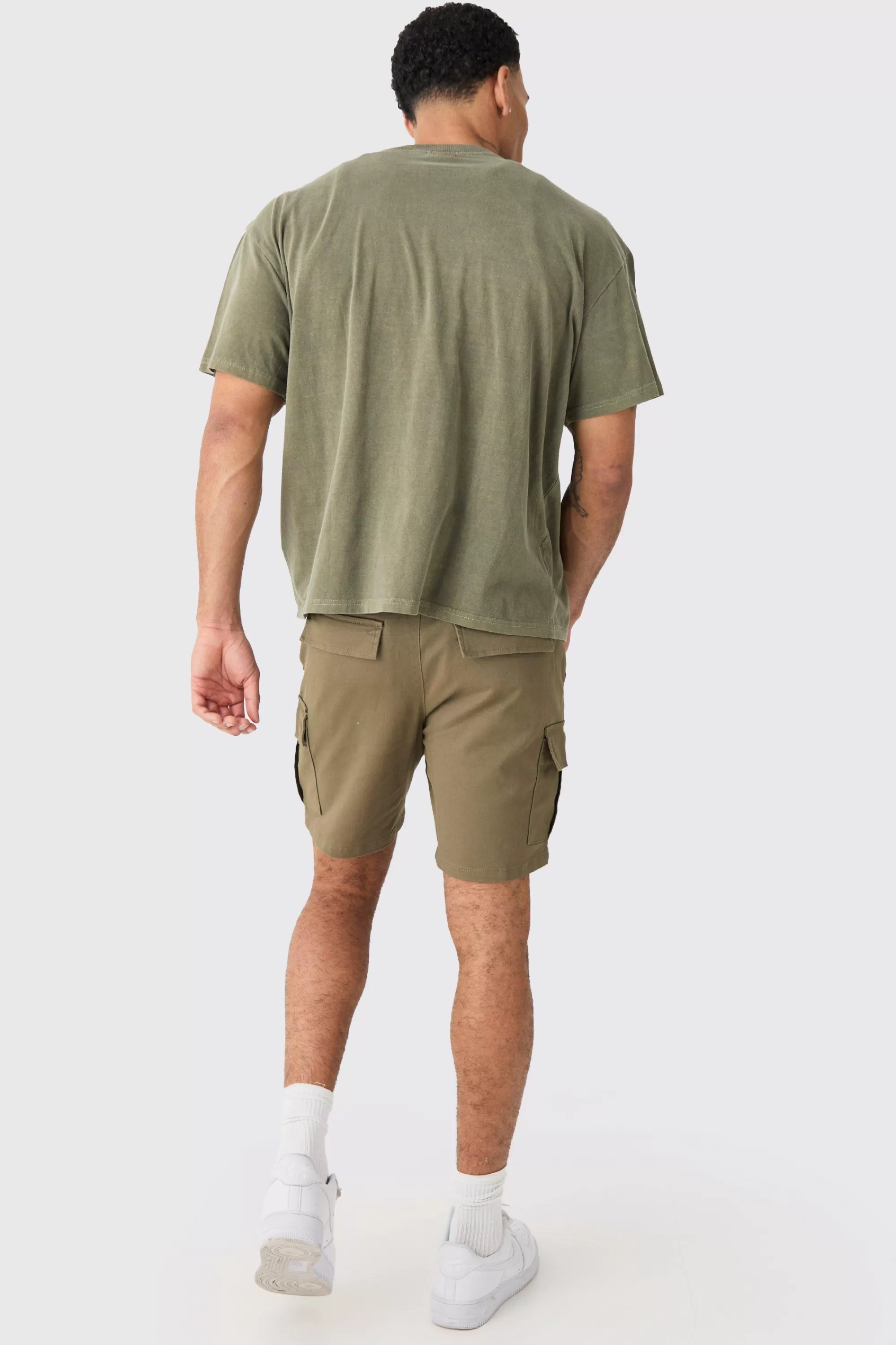 boohooMAN Elasticated Waist Slim Fit Cargo Shorts | UK