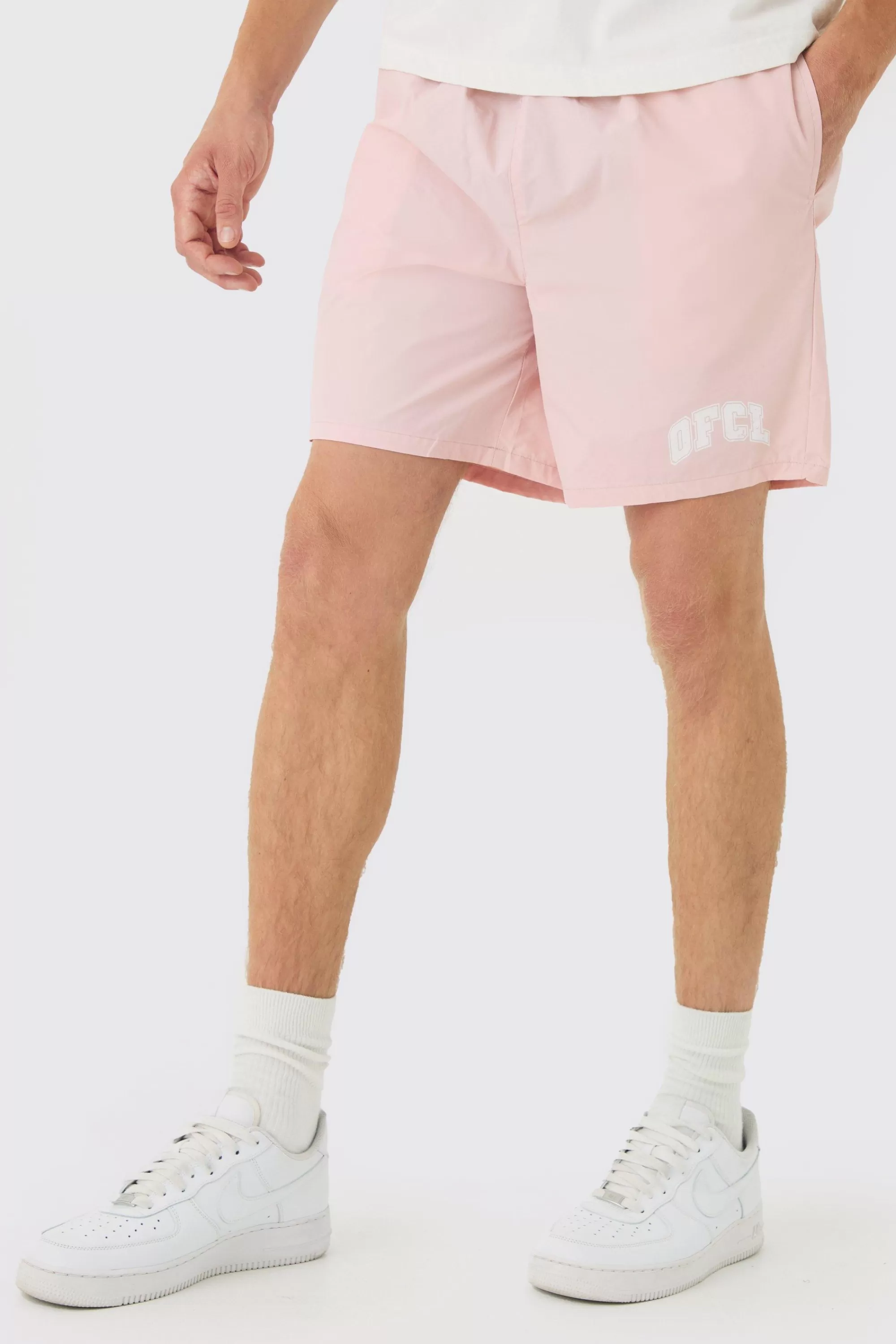 boohooMAN Elasticated Waist OFCL Relaxed Shell Short Shorts In | UK
