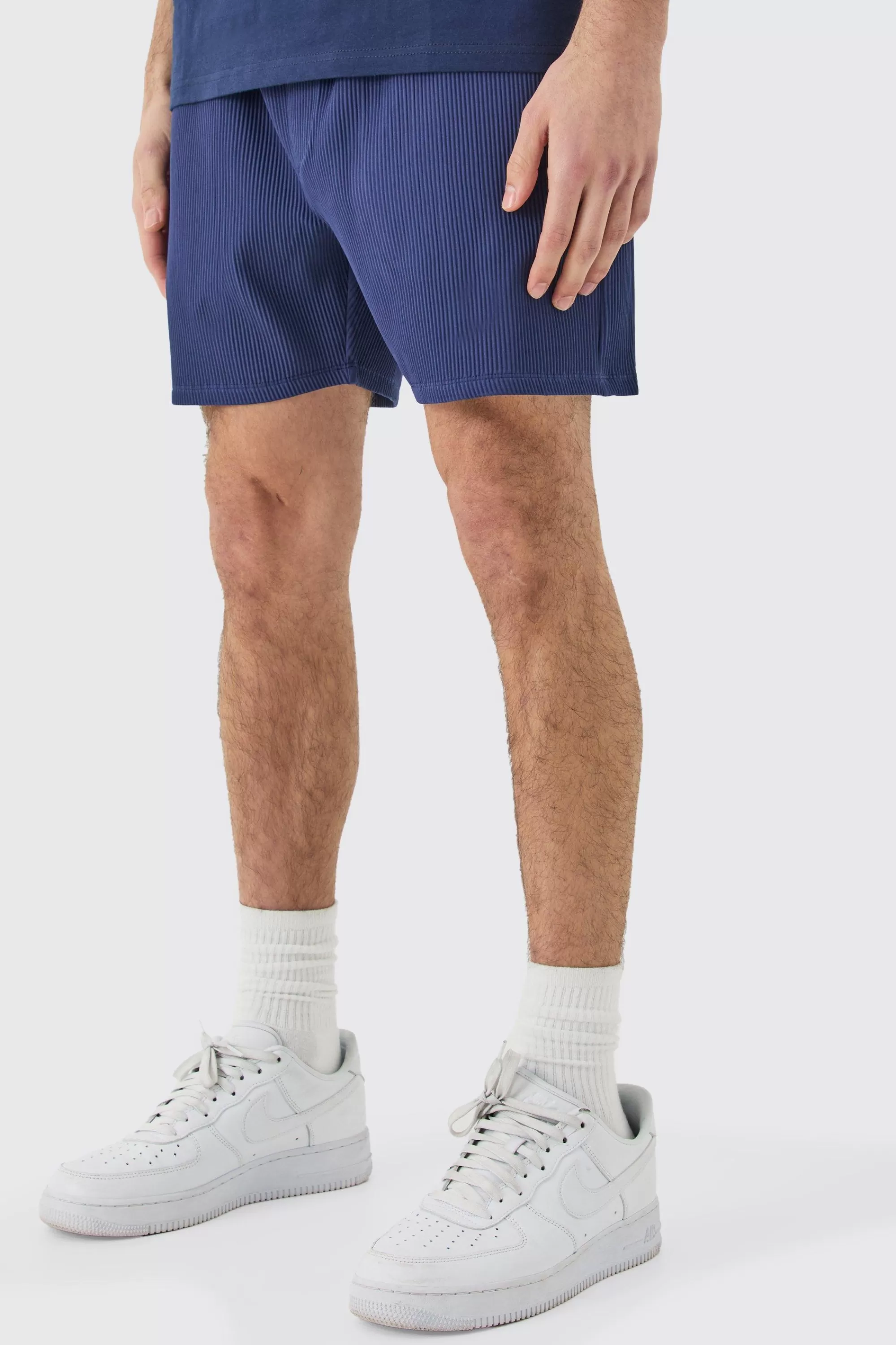 boohooMAN Elasticated Waist Pleated Drawcord Shorts | UK