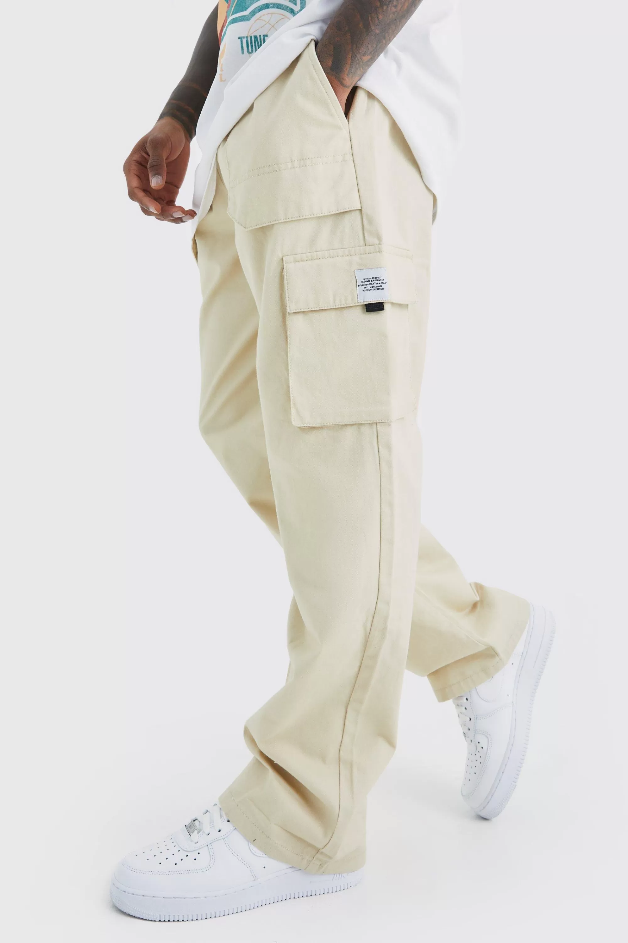 boohooMAN Elasticated Waist Relaxed Fit Buckle Cargo Jogger | UK