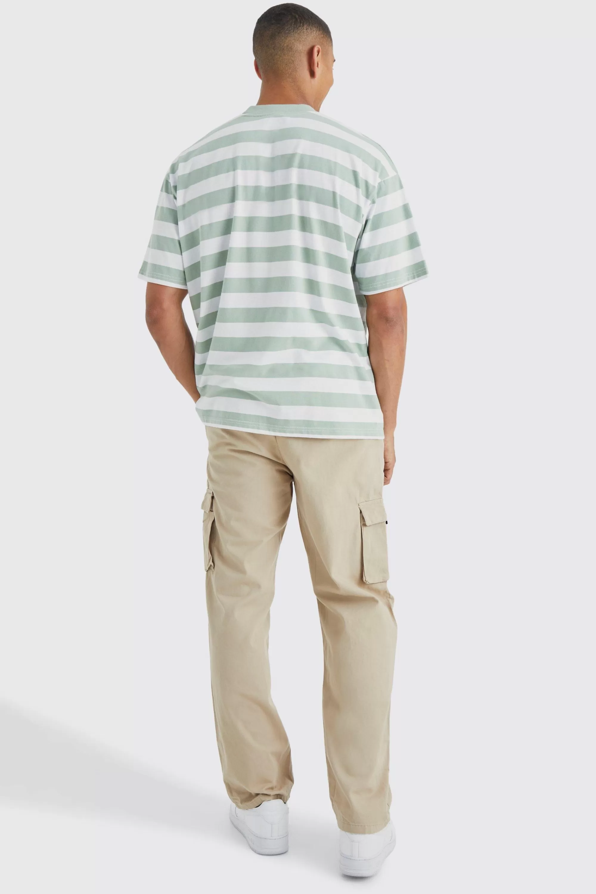 boohooMAN Elasticated Waist Relaxed Fit Buckle Cargo Trouser | UK