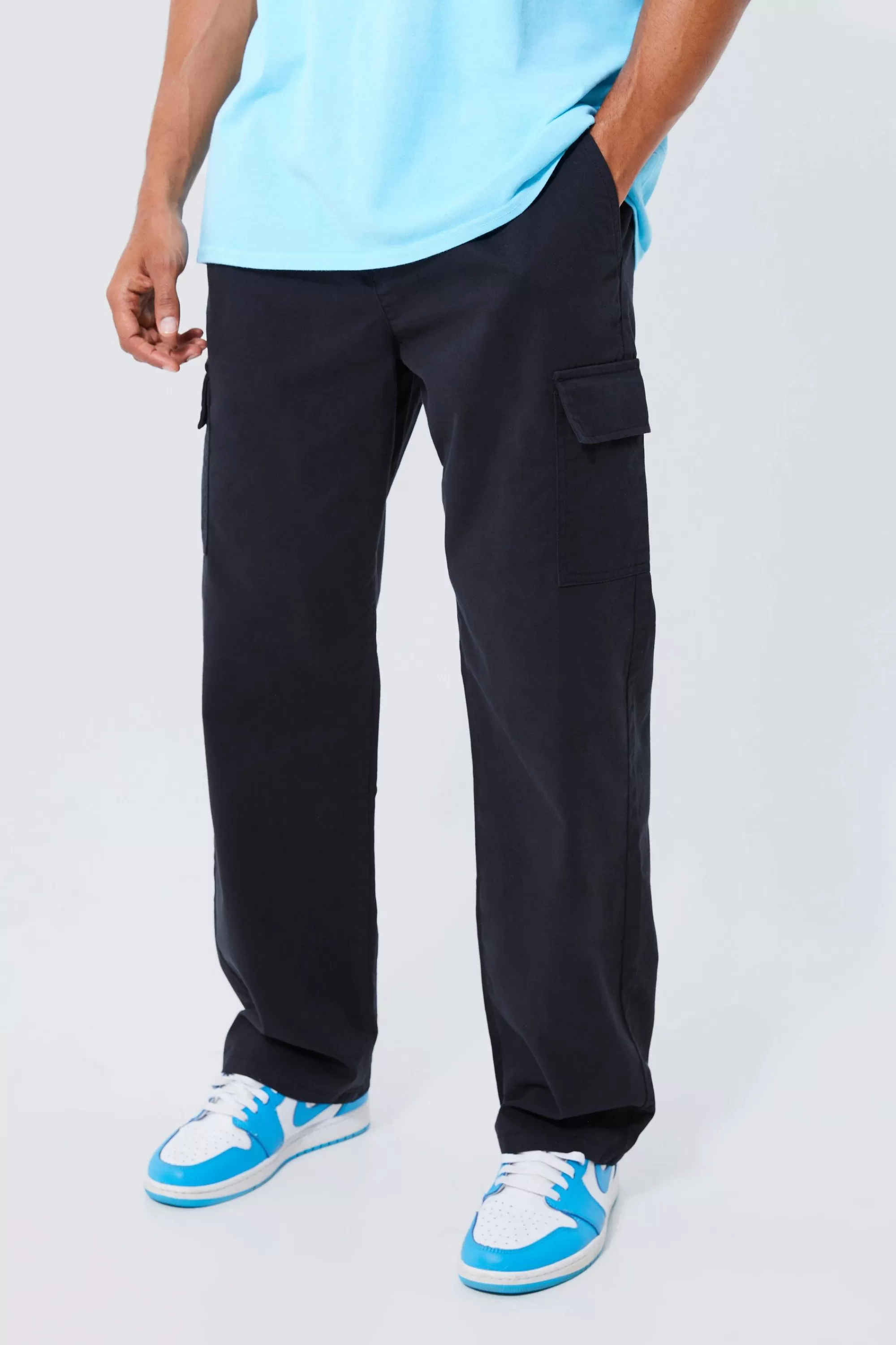 boohooMAN Elasticated Waist Relaxed Fit Cargo Trouser | UK