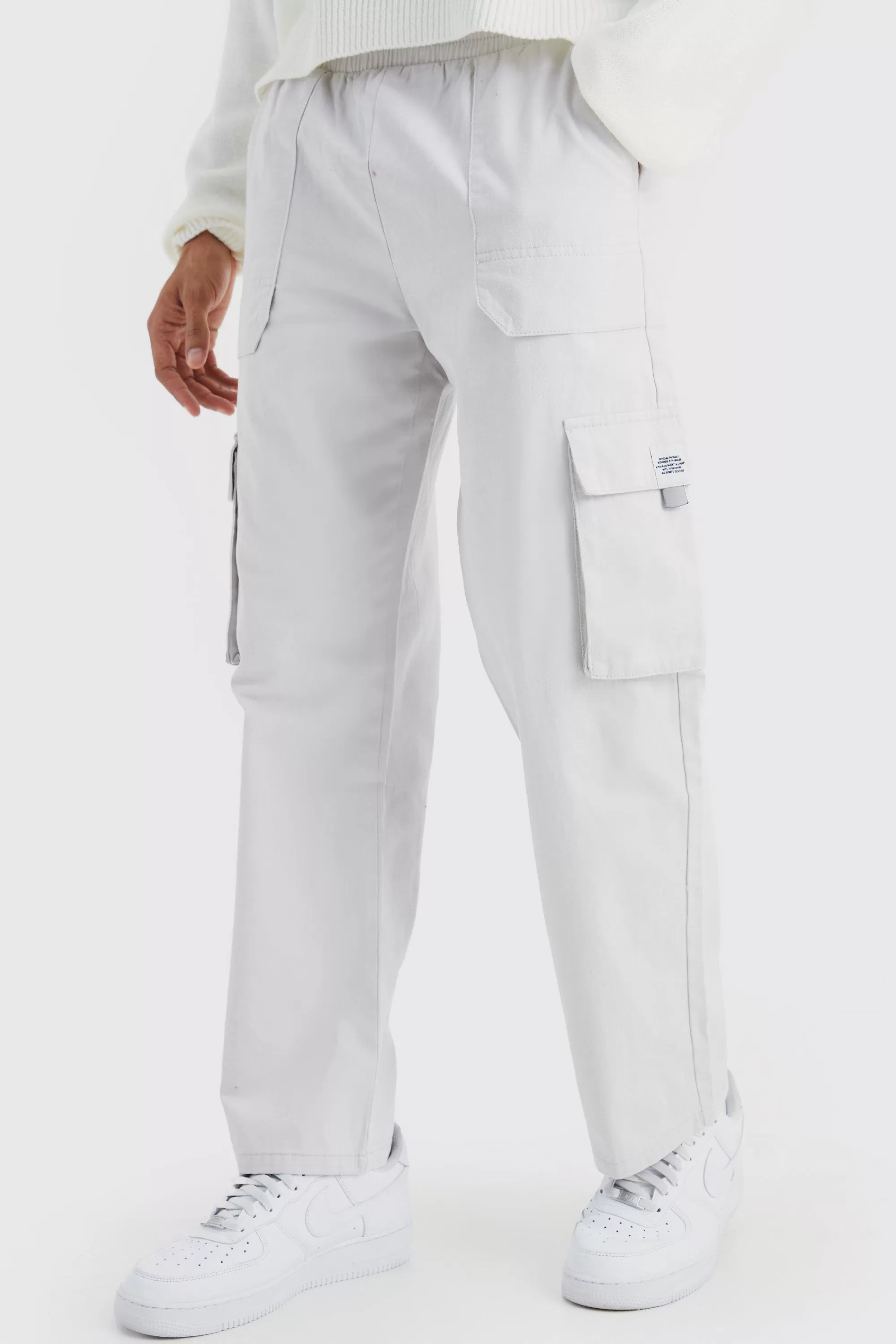 boohooMAN Elasticated Waist Relaxed Fit Cargo Trouser | UK