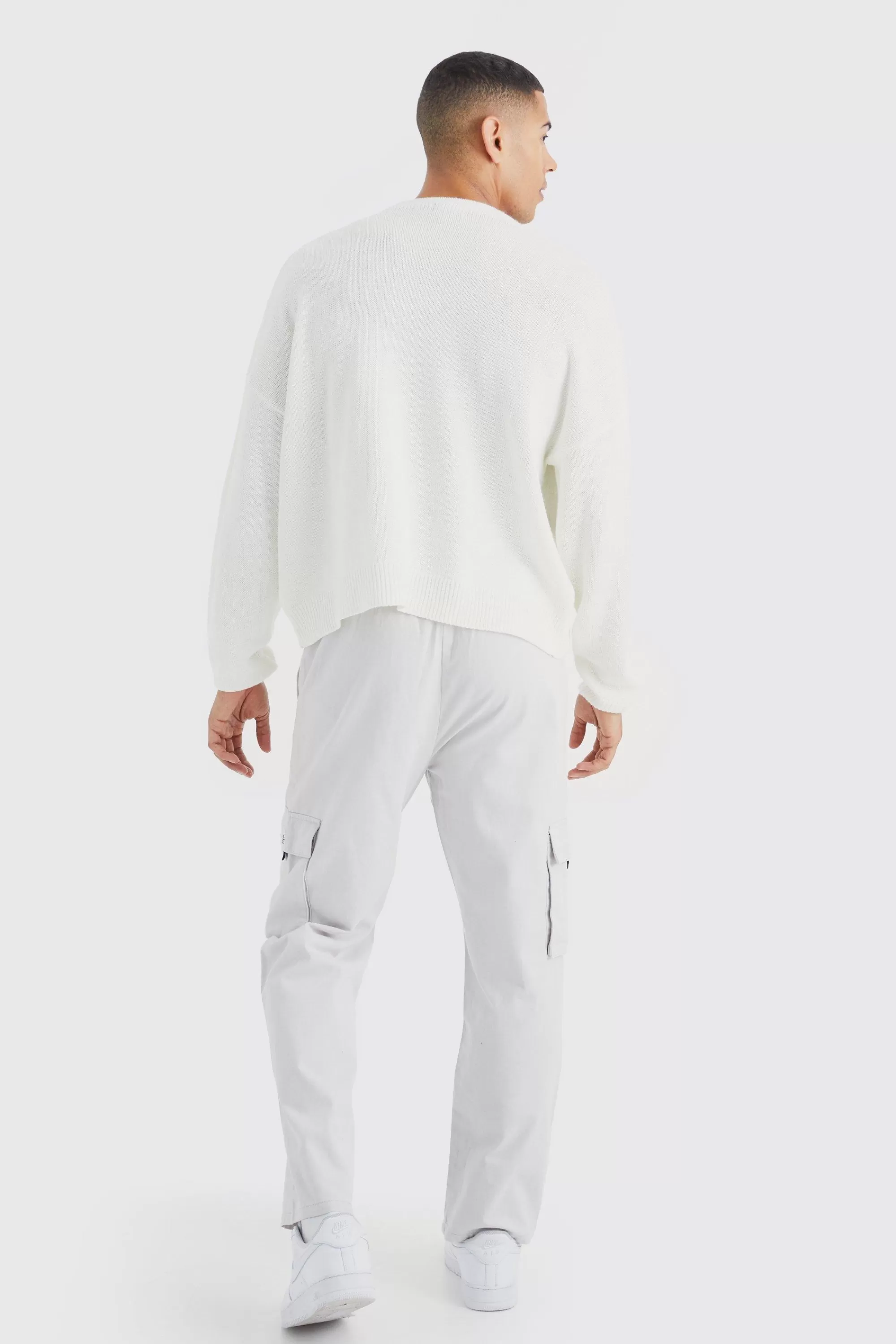 boohooMAN Elasticated Waist Relaxed Fit Cargo Trouser | UK