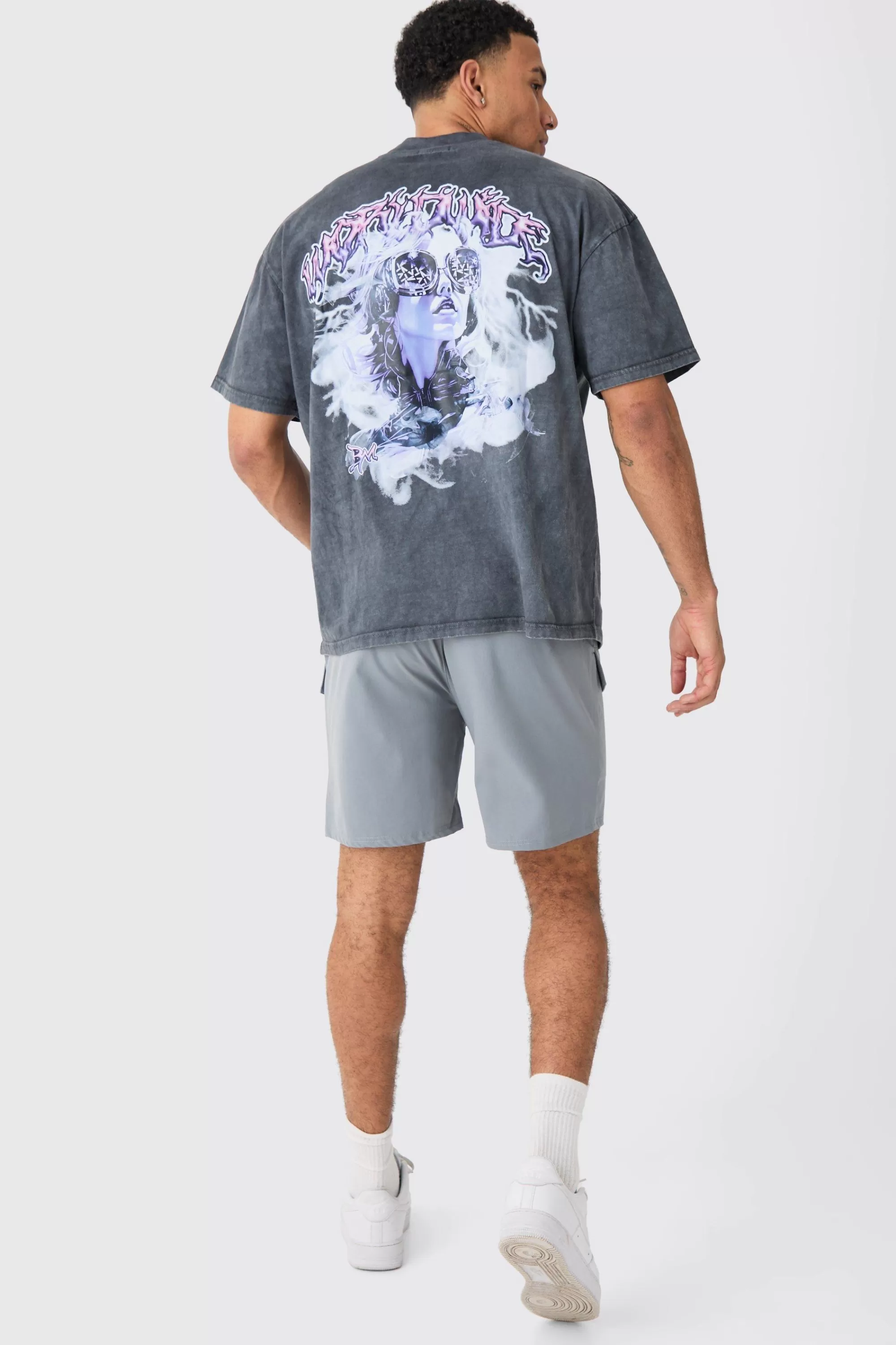 boohooMAN Elasticated Waist Relaxed Technical Stretch Cargo With Zip | UK