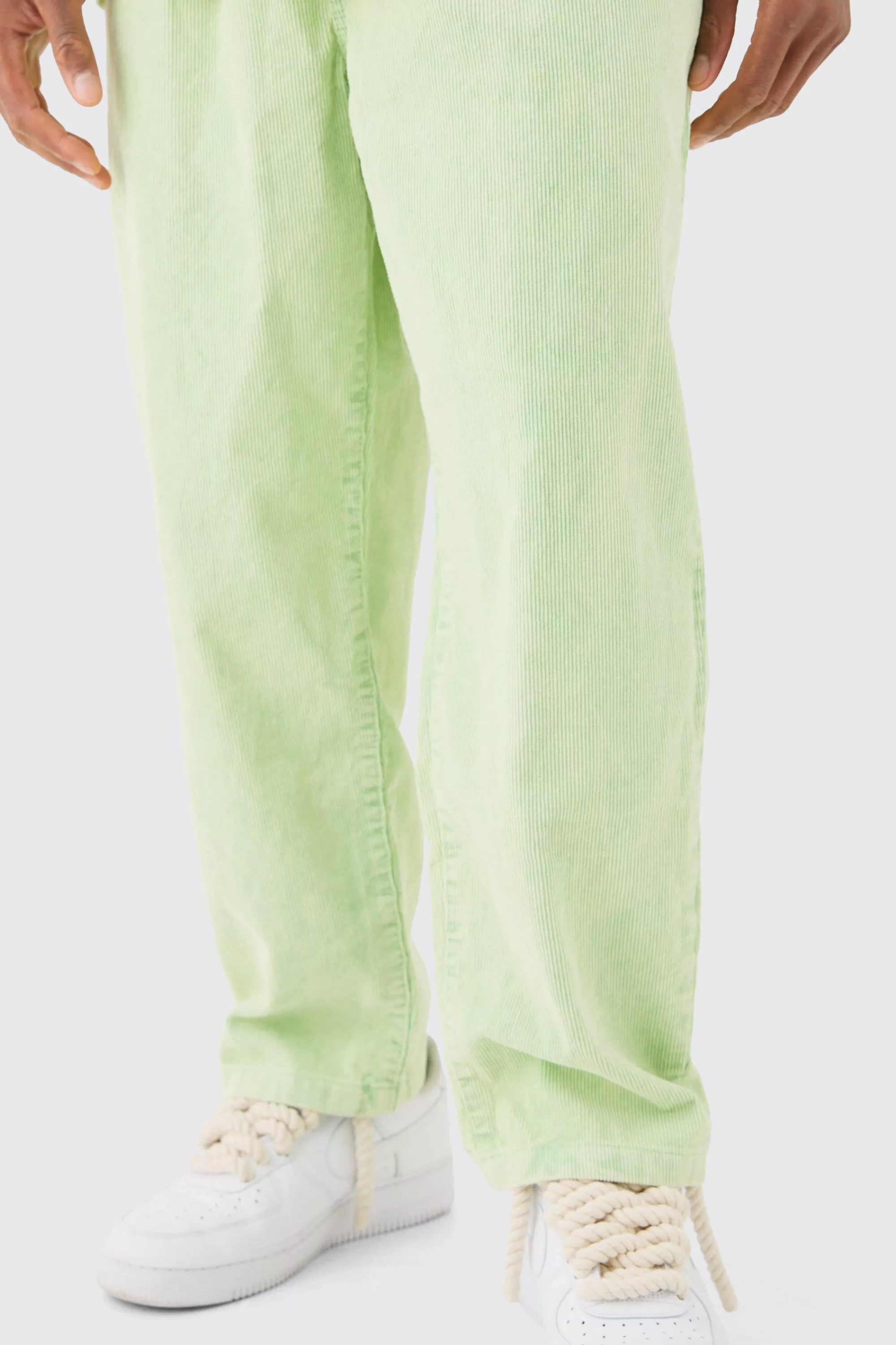 boohooMAN Elasticated Waist Skate Cord Trouser In | UK