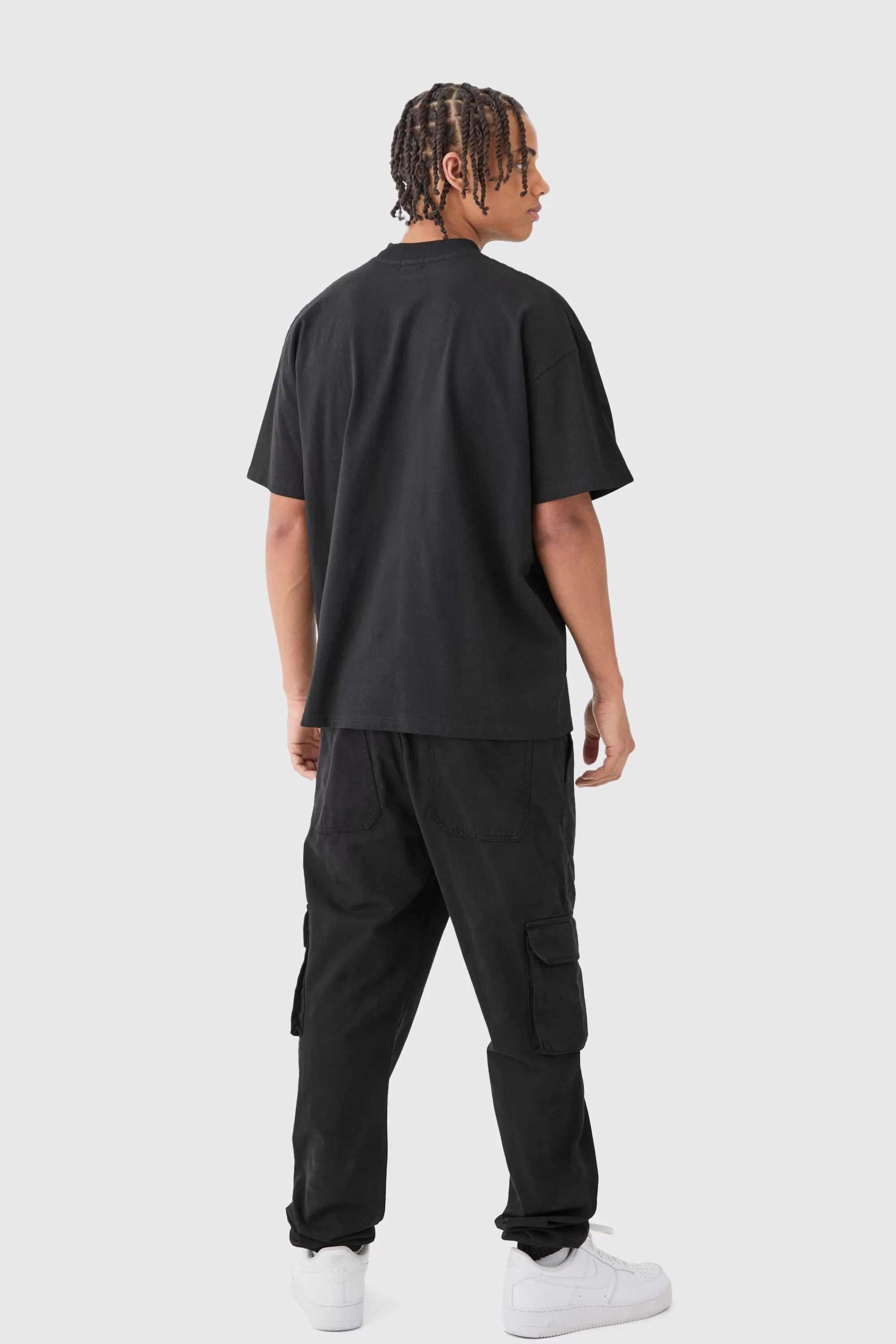 boohooMAN Elasticated Waist Slim Fit Branded Cargo Jogger | UK