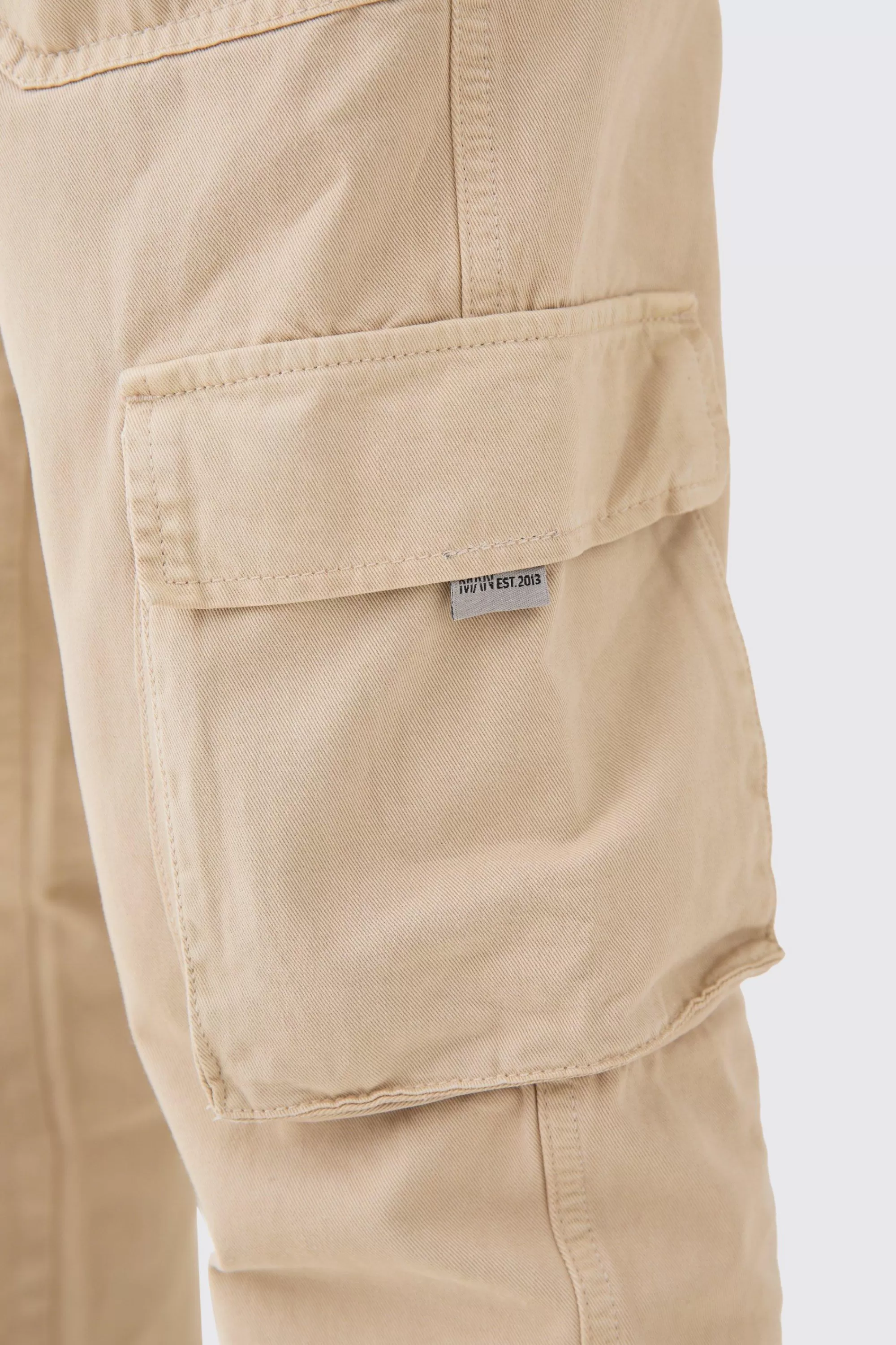 boohooMAN Elasticated Waist Slim Fit Branded Cargo Jogger | UK