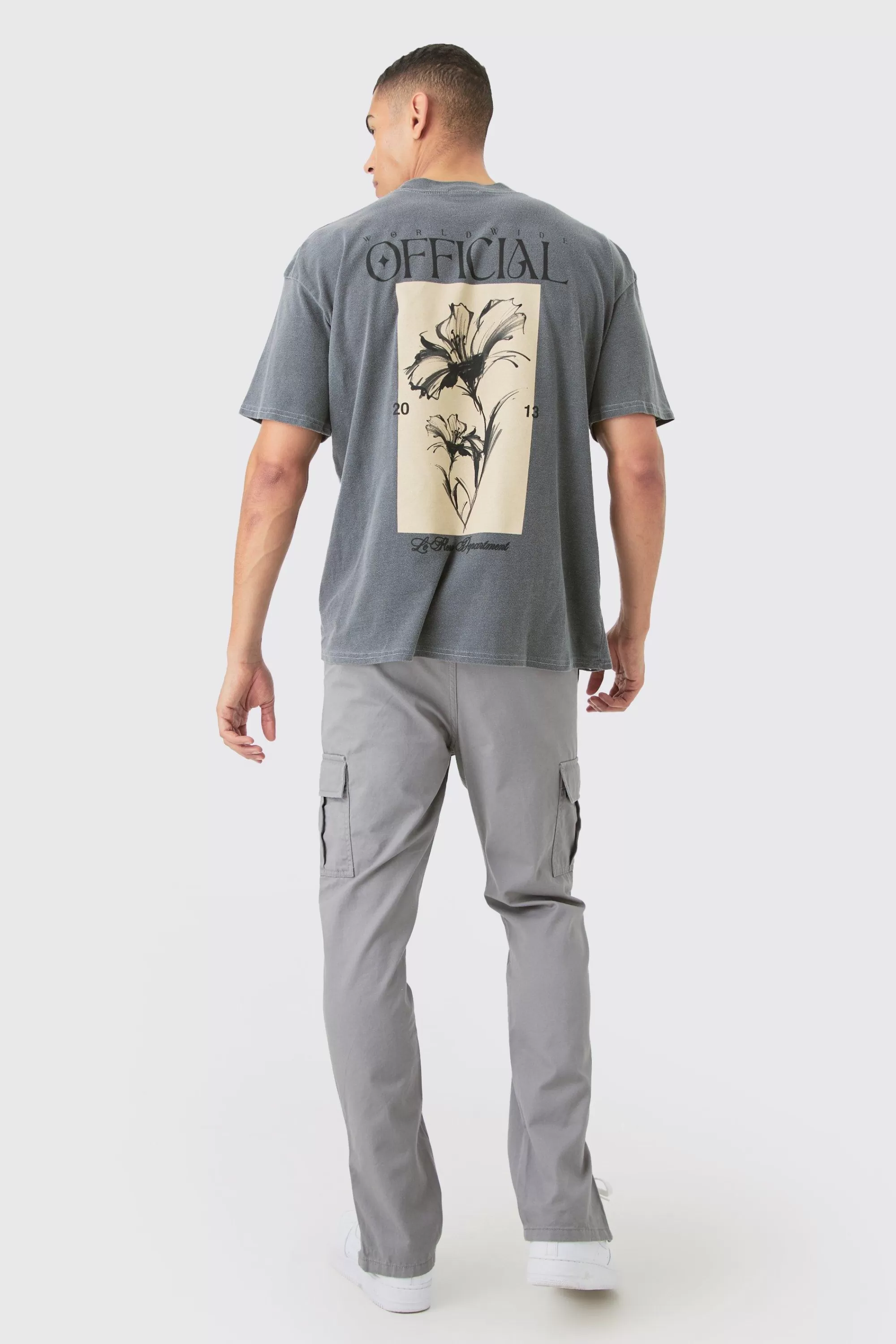 boohooMAN Elasticated Waist Slim Fit Cargo Split Hem Trouser | UK
