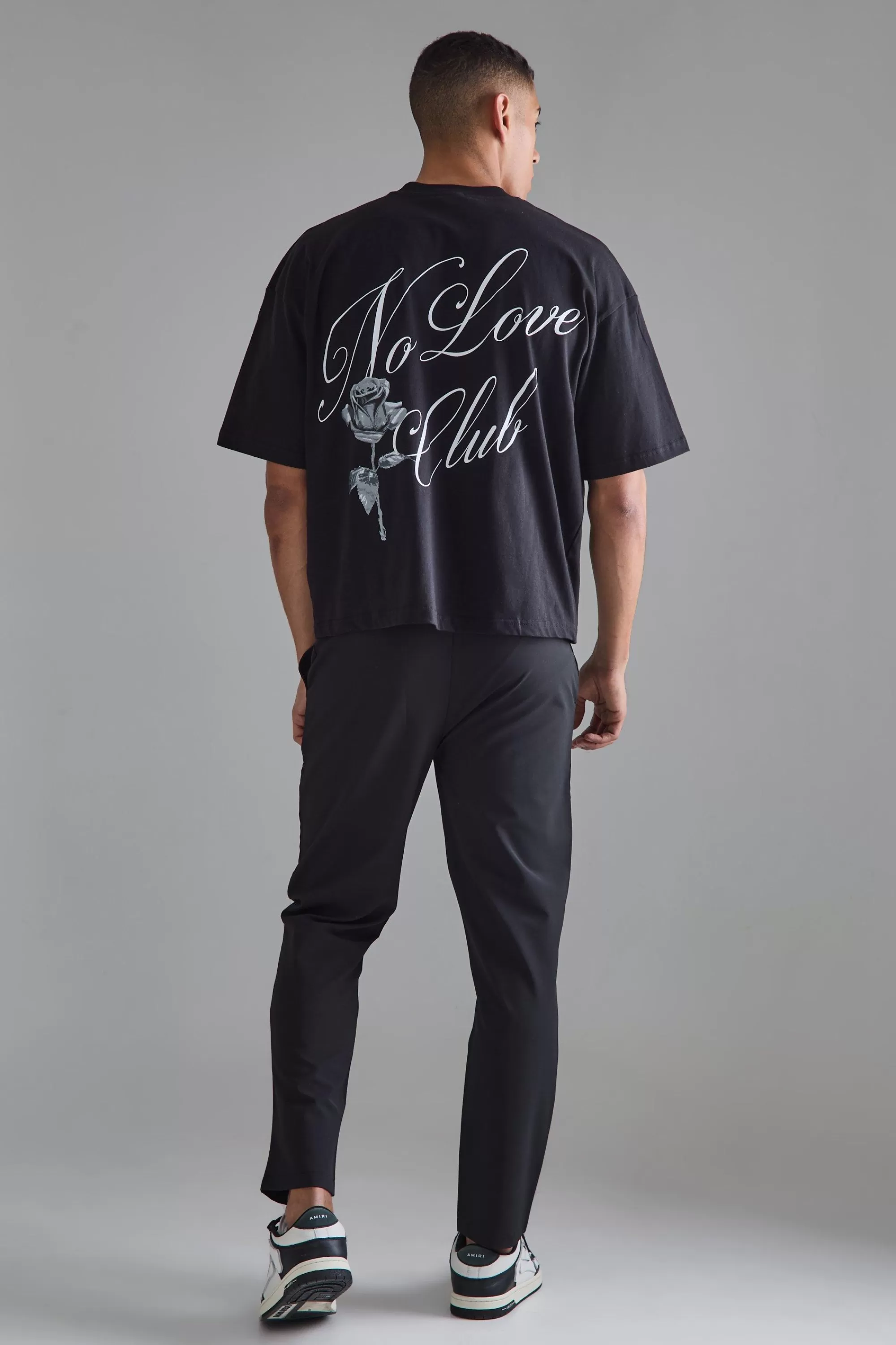 boohooMAN Elasticated Waist Slim Fit Smart Trousers | UK