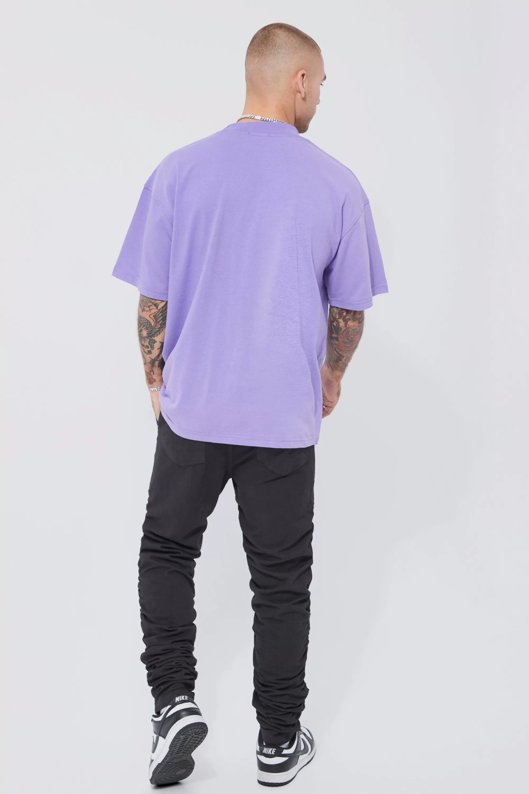 boohooMAN Elasticated Waist Straight Fit Ruched Trouser | UK
