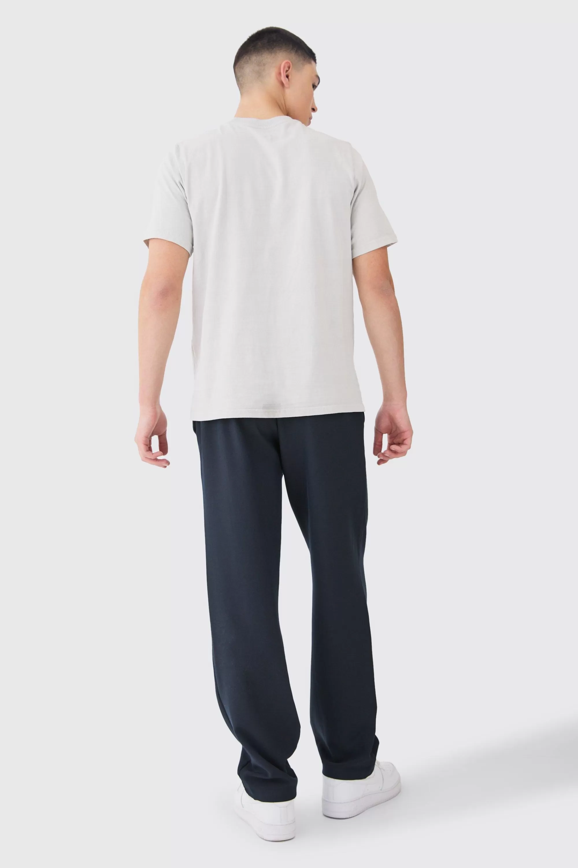boohooMAN Elasticated Waist Straight Fit Trousers | UK