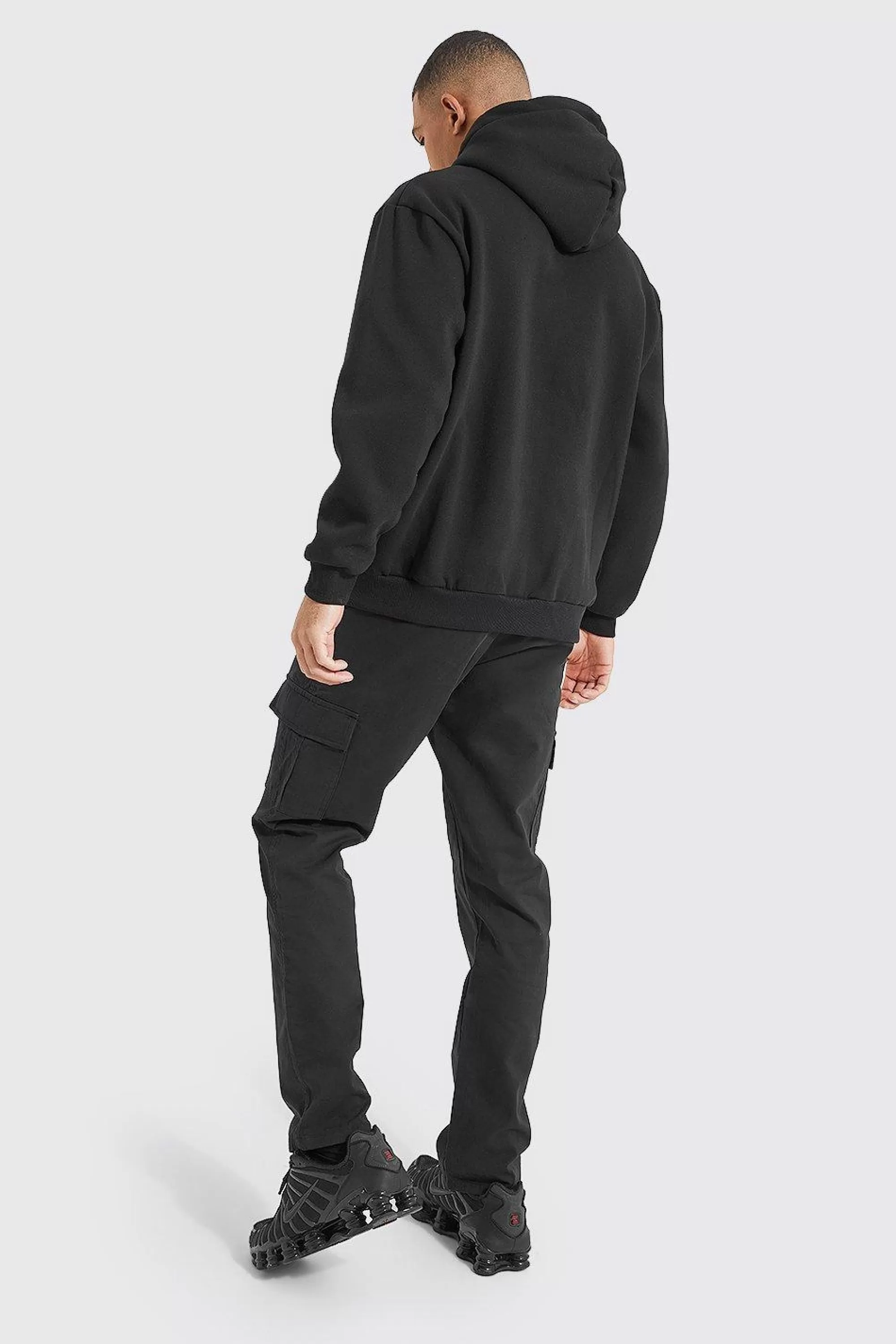 boohooMAN Elasticated Waist Straight Leg Twill Cargo Trouser | UK