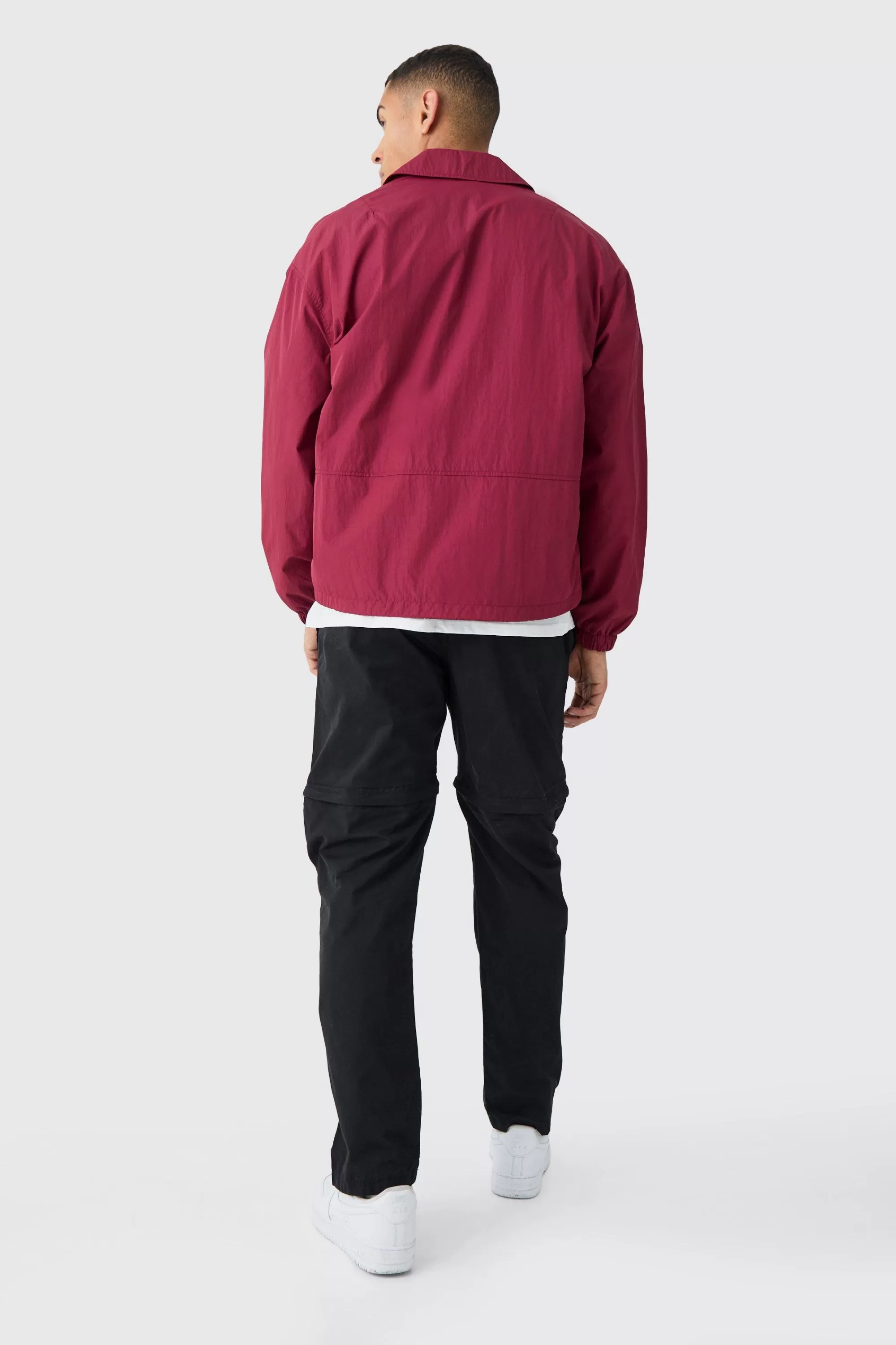 boohooMAN Elasticated Waist Straight Zip Off Trouser | UK