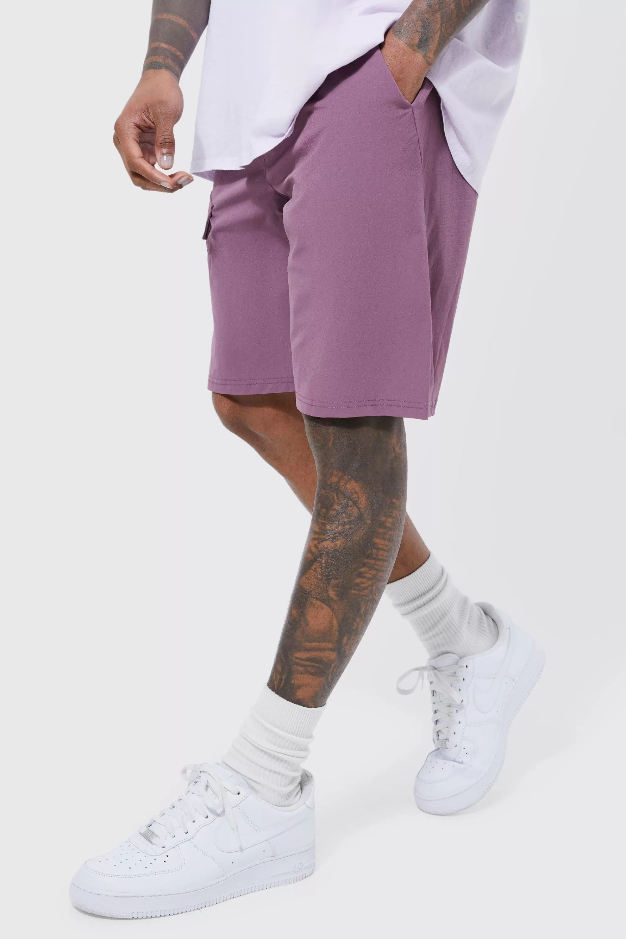 boohooMAN Elasticated Waist Technical Stretch Comfort Fit Shorts | UK