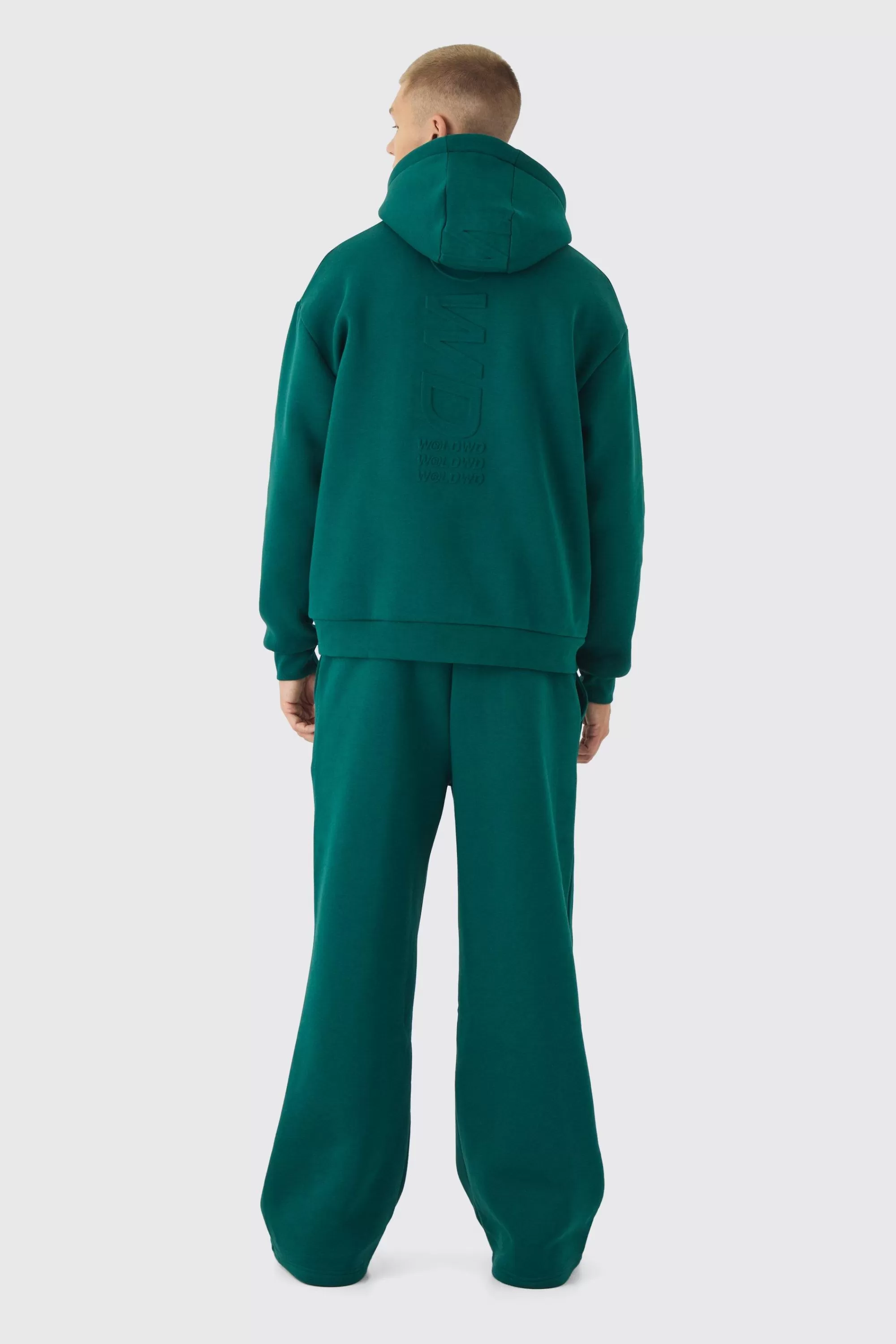 boohooMAN Embossed Worldwide Wide Leg Jogger | UK