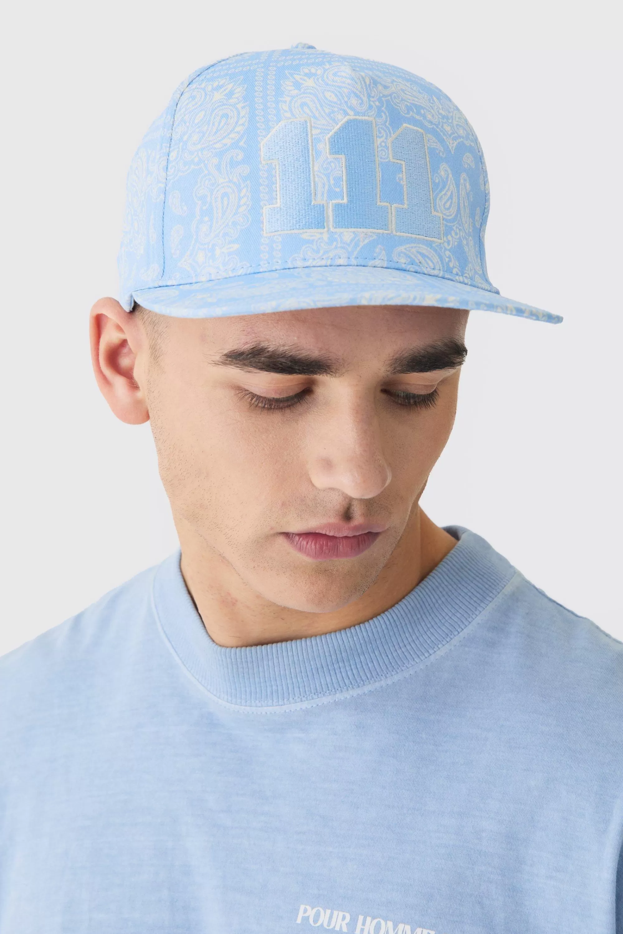 boohooMAN Embroidered Bandana Print Snapback In | UK