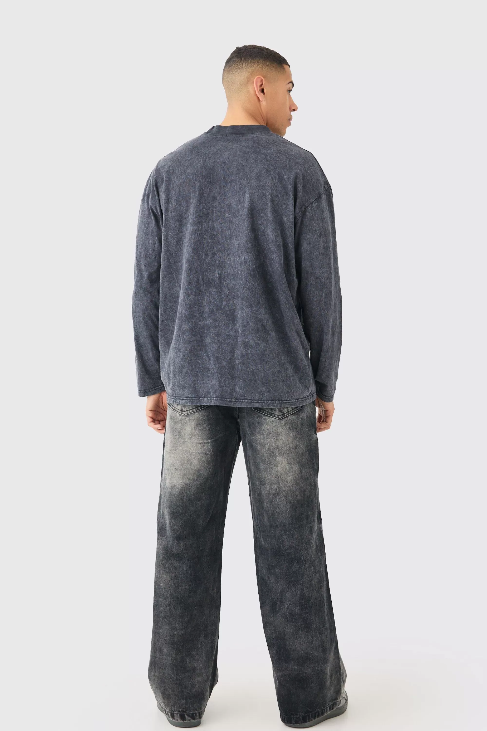 boohooMAN Extreme Baggy Acid Wash Jeans In | UK