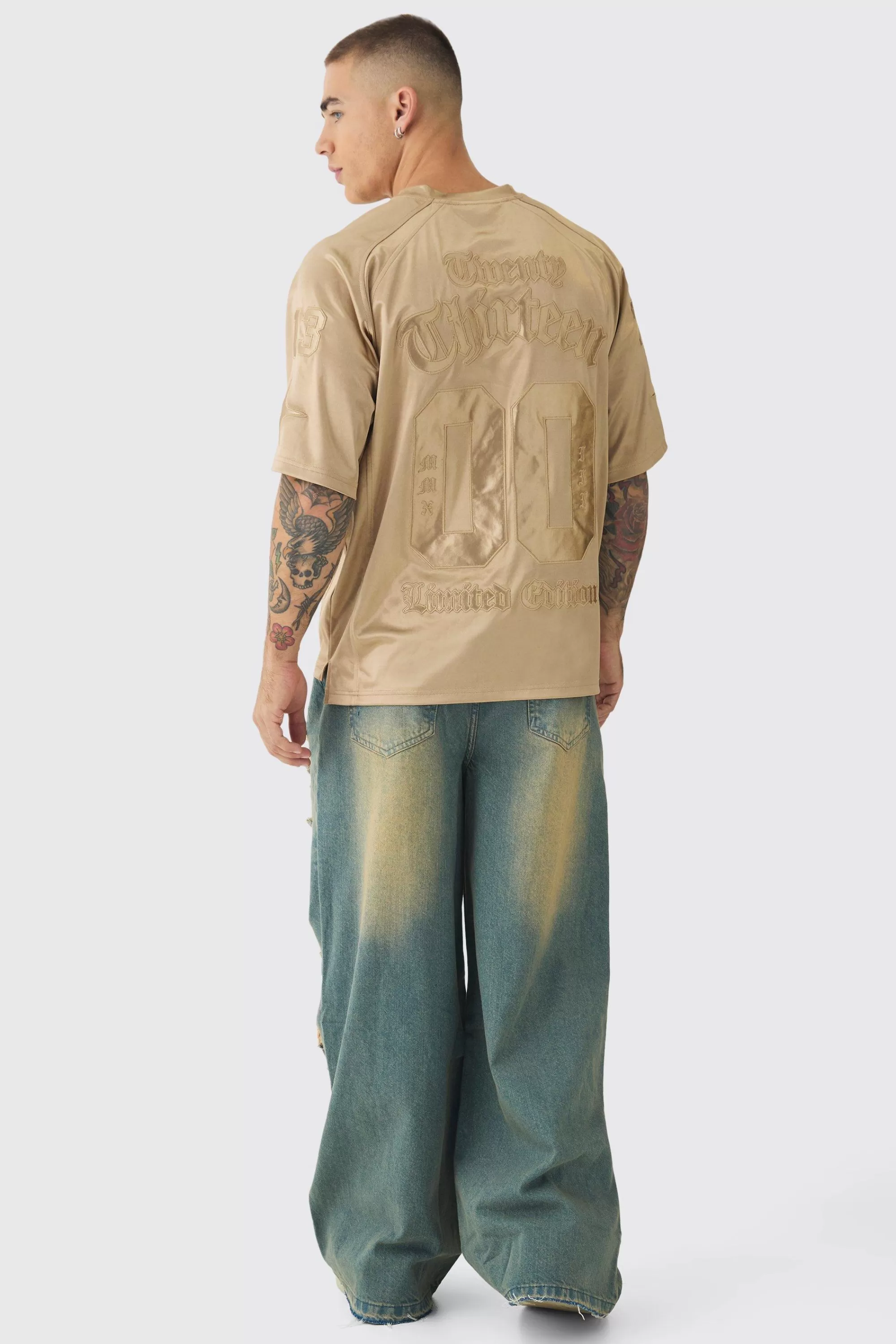 boohooMAN Extreme Baggy Rigid All Over Ripped Jeans | UK