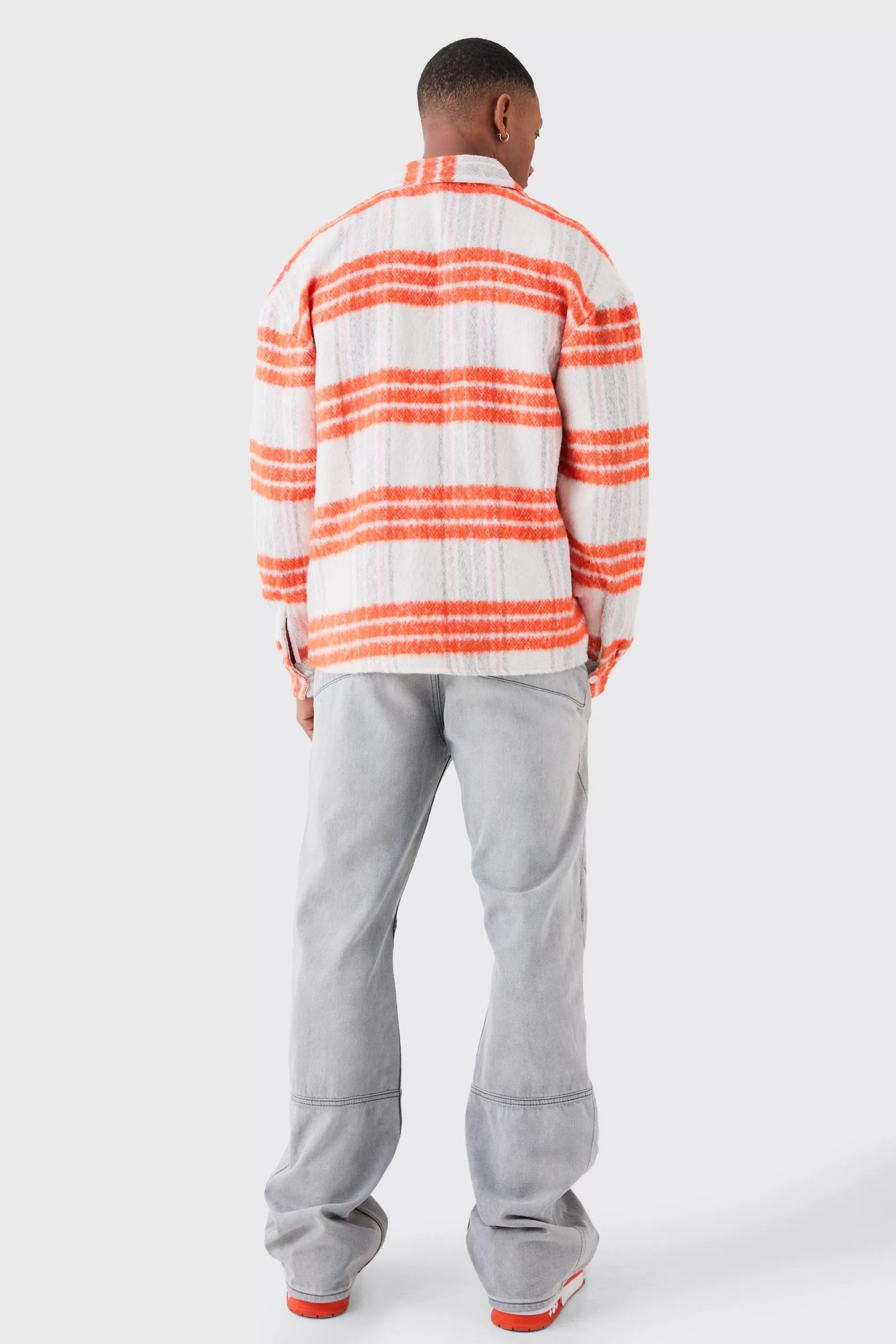 boohooMAN Extreme Heavy Brushed Check Boxy Overshirt | UK